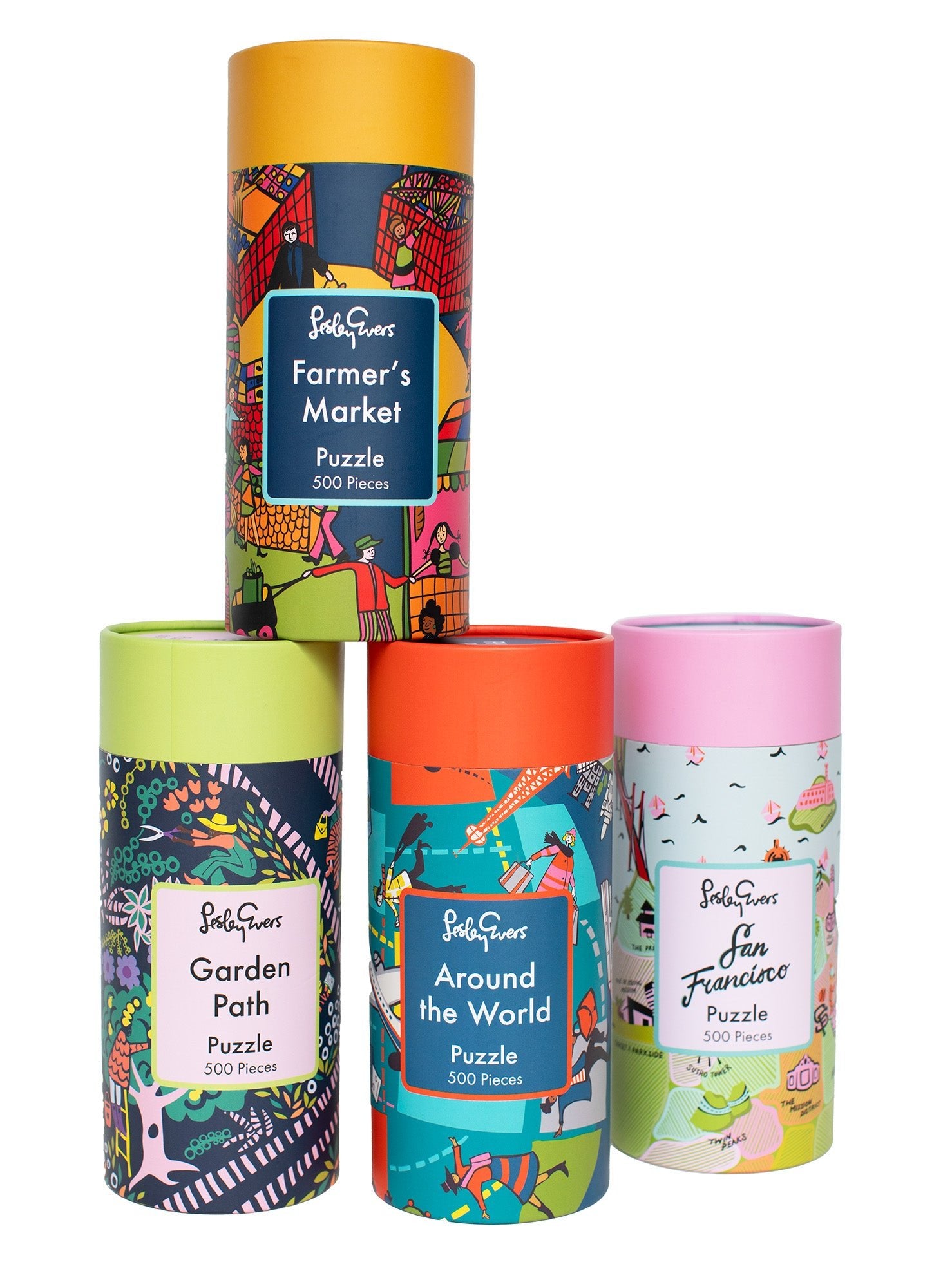 500 PIECE PUZZLE Around The World - Lesley Evers - 500 piece puzzle - adult coloring book - around the world