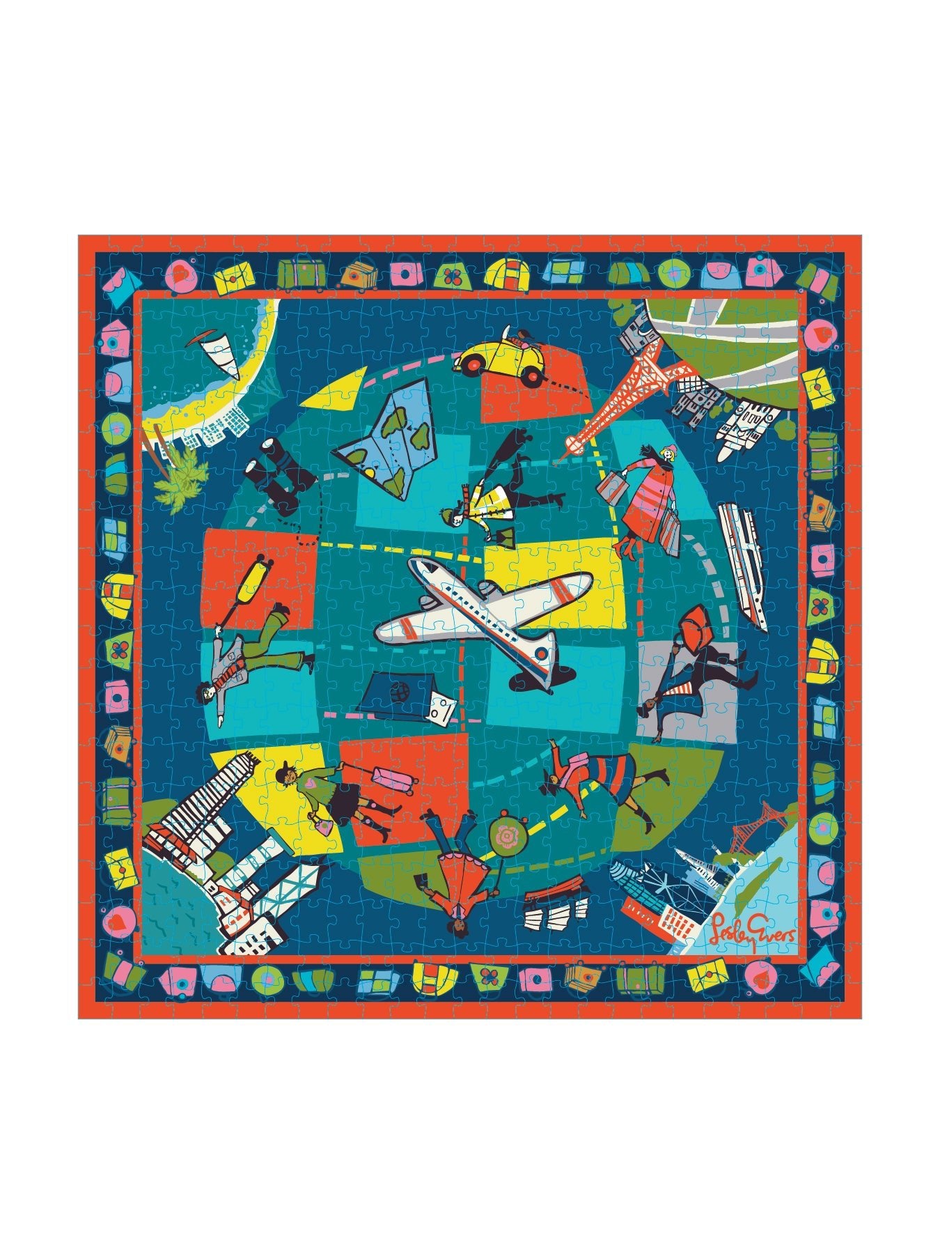 500 PIECE PUZZLE Around The World - Lesley Evers - 500 piece puzzle - adult coloring book - around the world