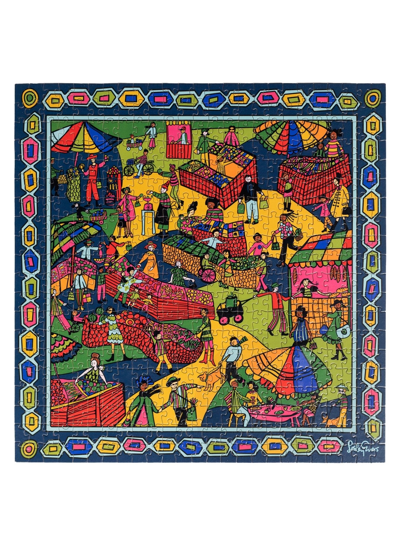 500 PIECE PUZZLE Farmer's Market - Lesley Evers - 500 piece puzzle - adult coloring book - coloring