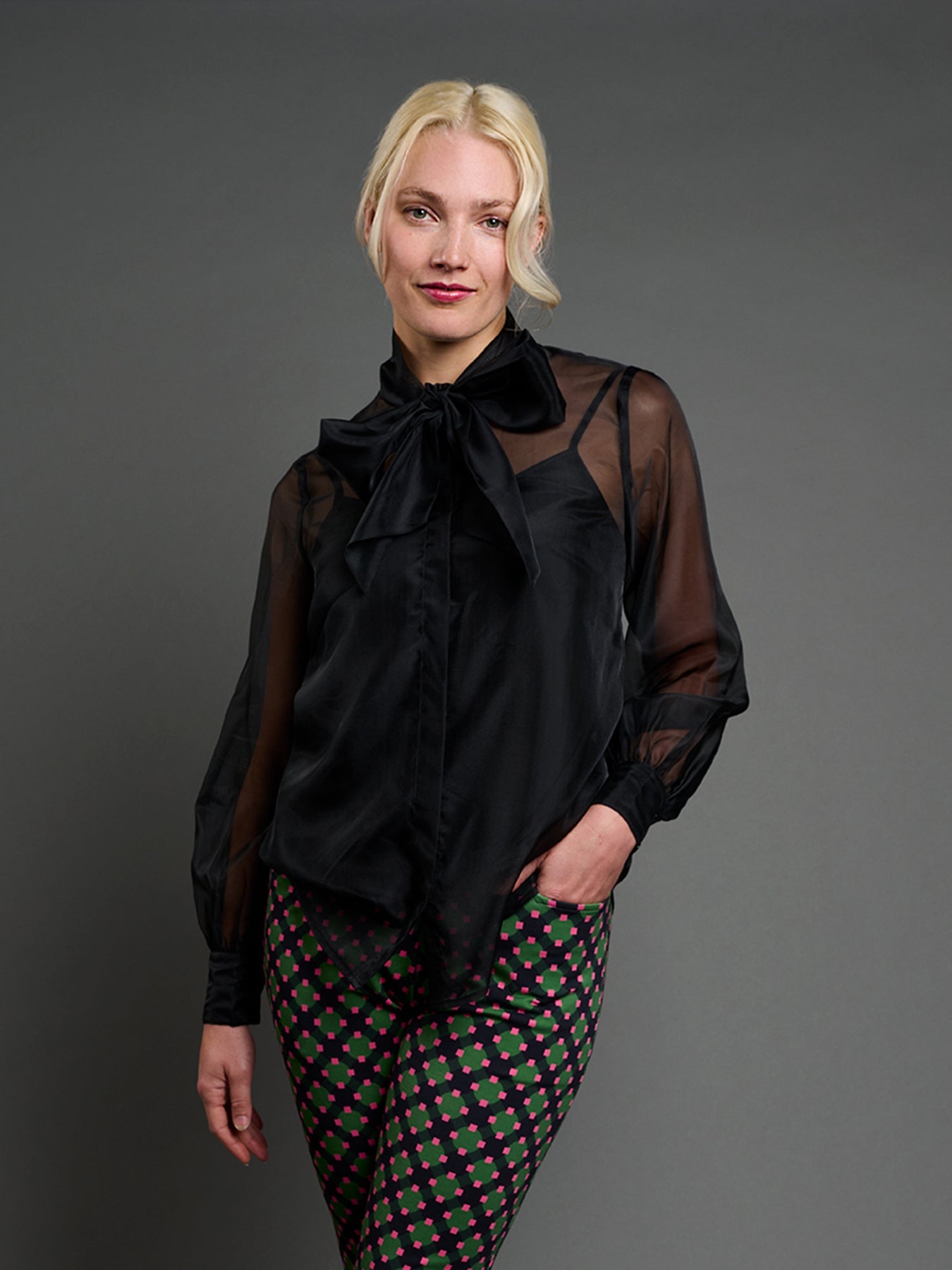 ALESSANDRA blouse Black Organza - Lesley Evers-Black-Shop-Shop/All Products