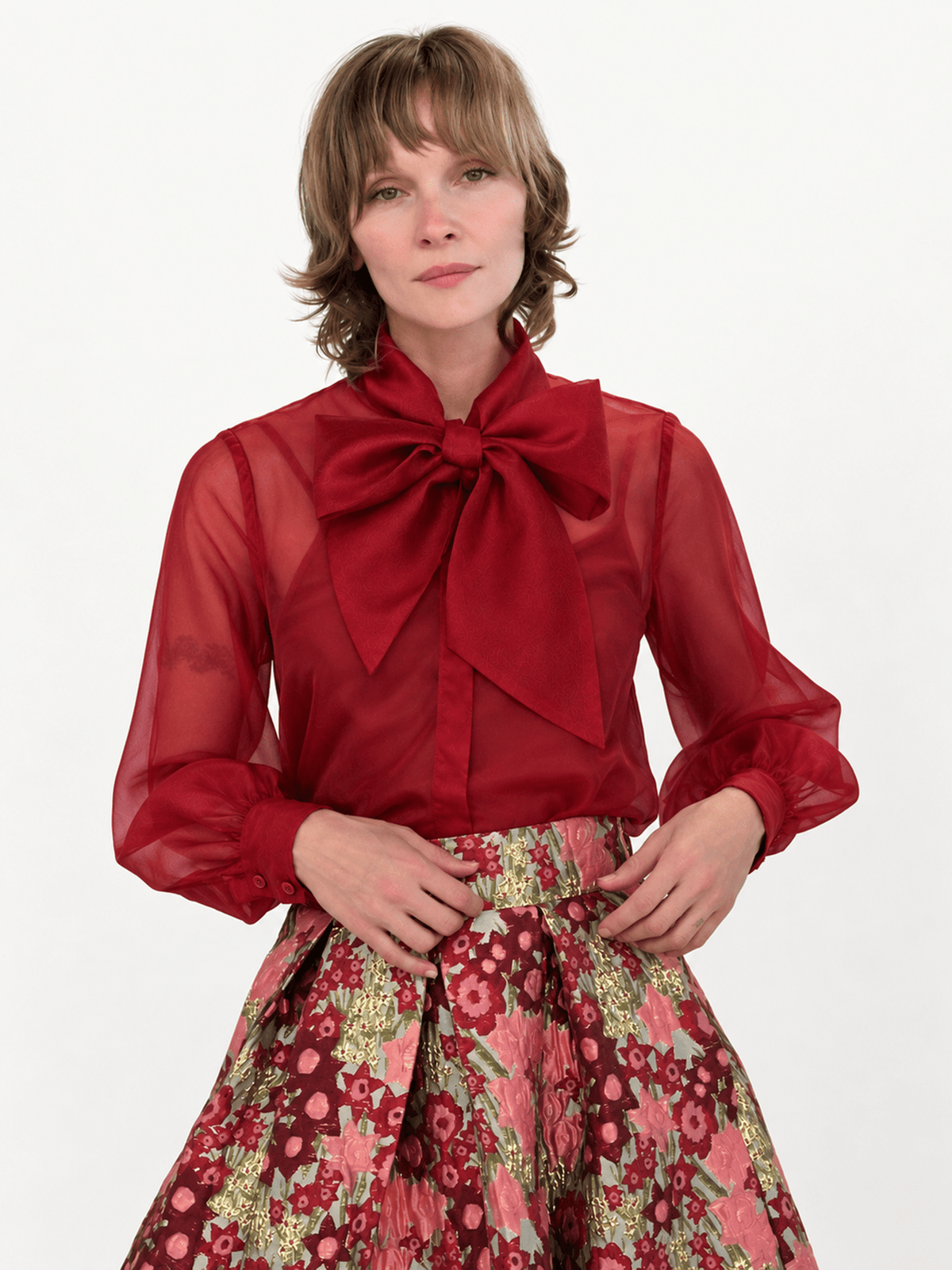 ALESSANDRA blouse Burgundy Organza - Lesley Evers-Black-Shop-Shop/All Products