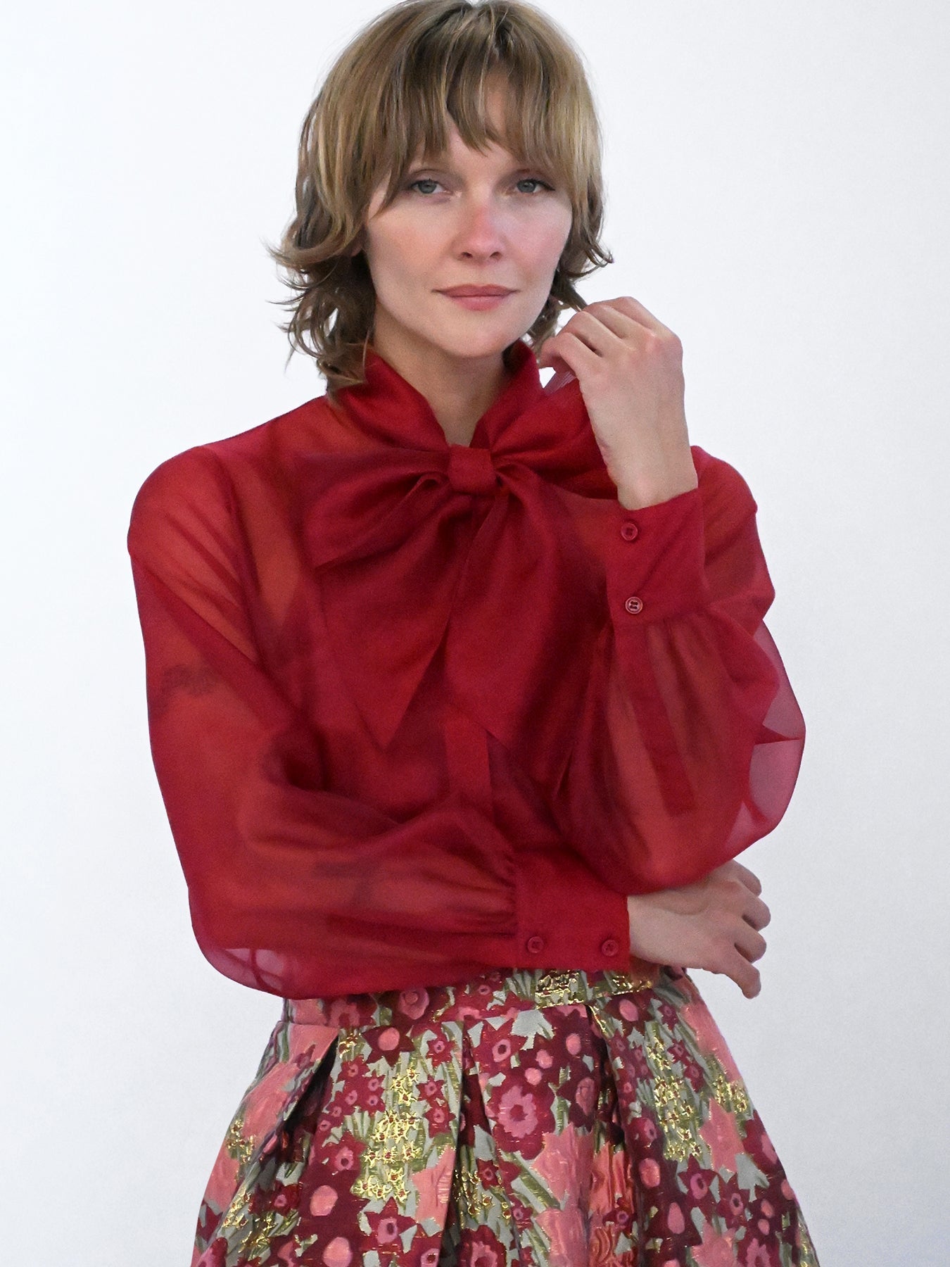 ALESSANDRA blouse Burgundy Organza - Lesley Evers-Black-Shop-Shop/All Products