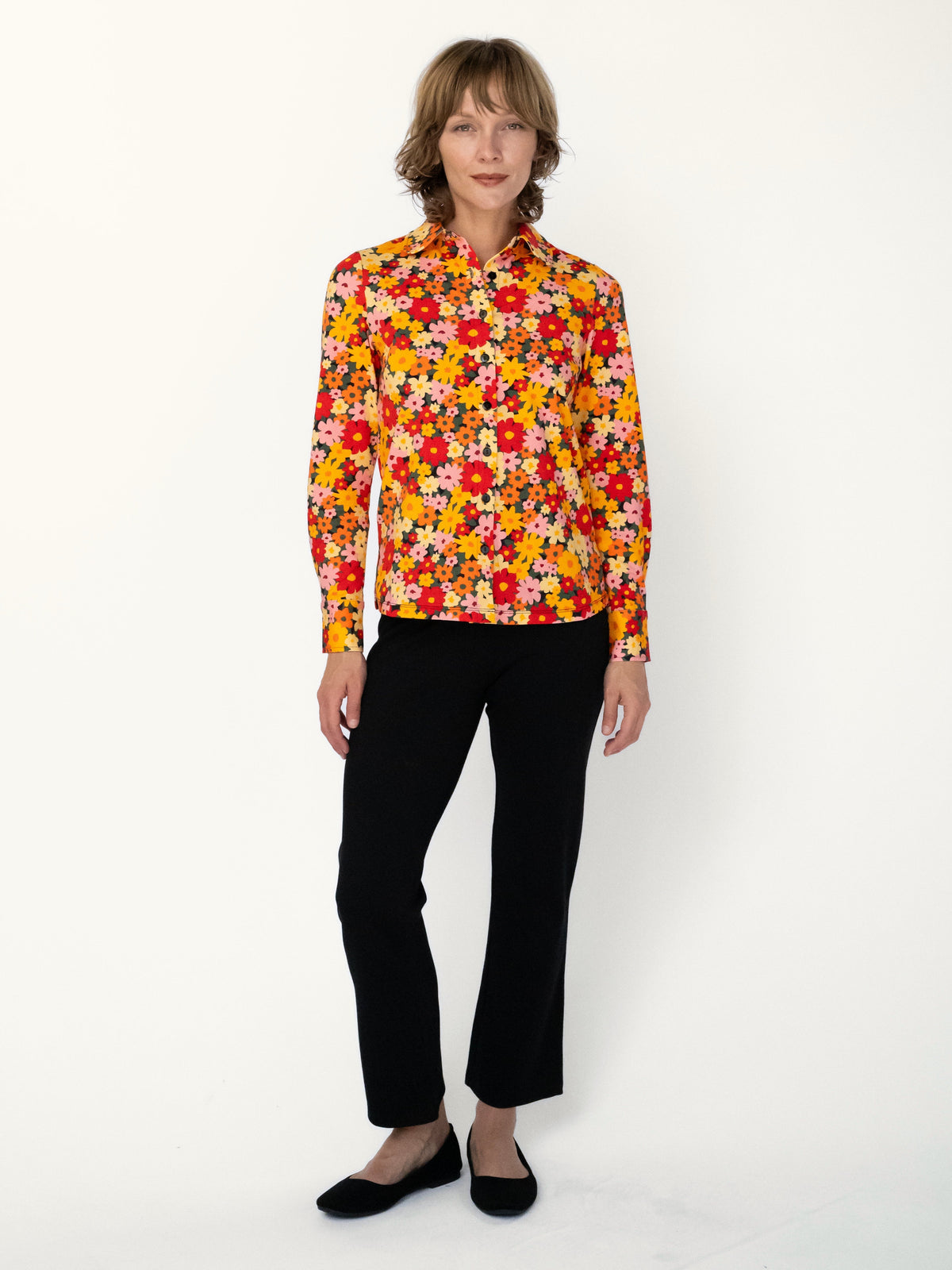 ALICE blouse Cosmos Orange - Lesley Evers-alice-Button Top-clothing