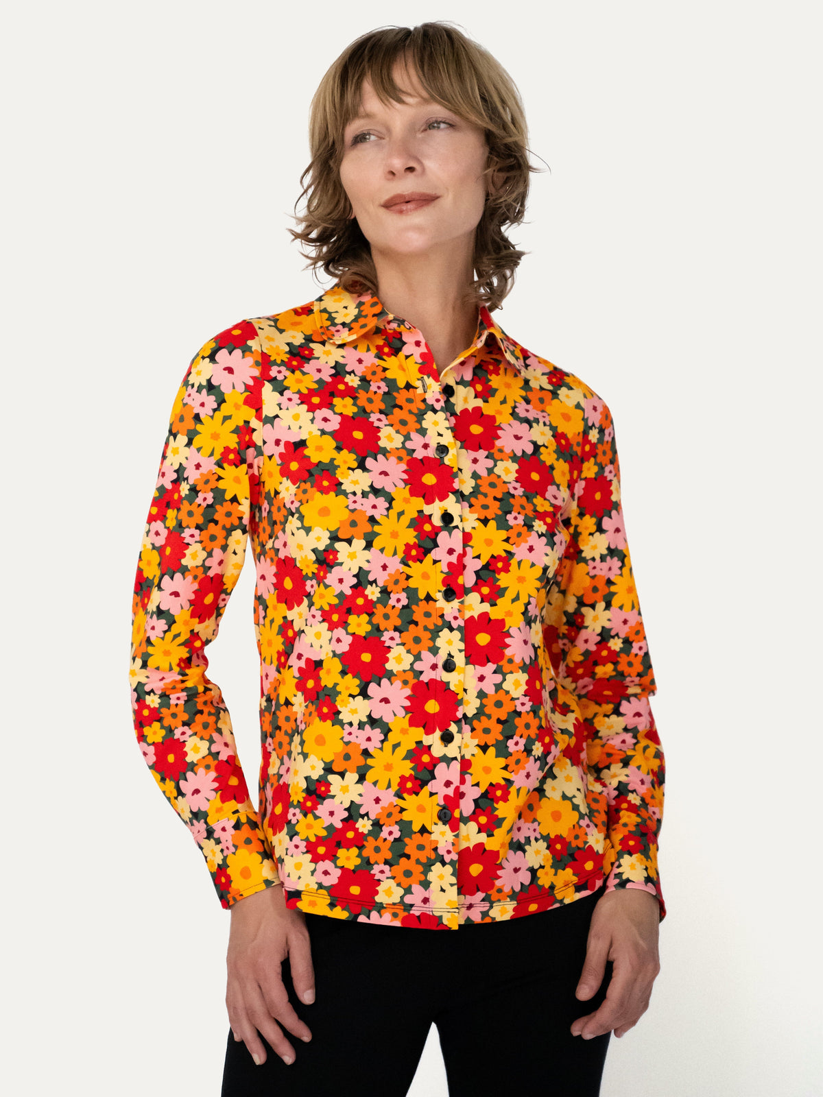 ALICE blouse Cosmos Orange - Lesley Evers-alice-Button Top-clothing