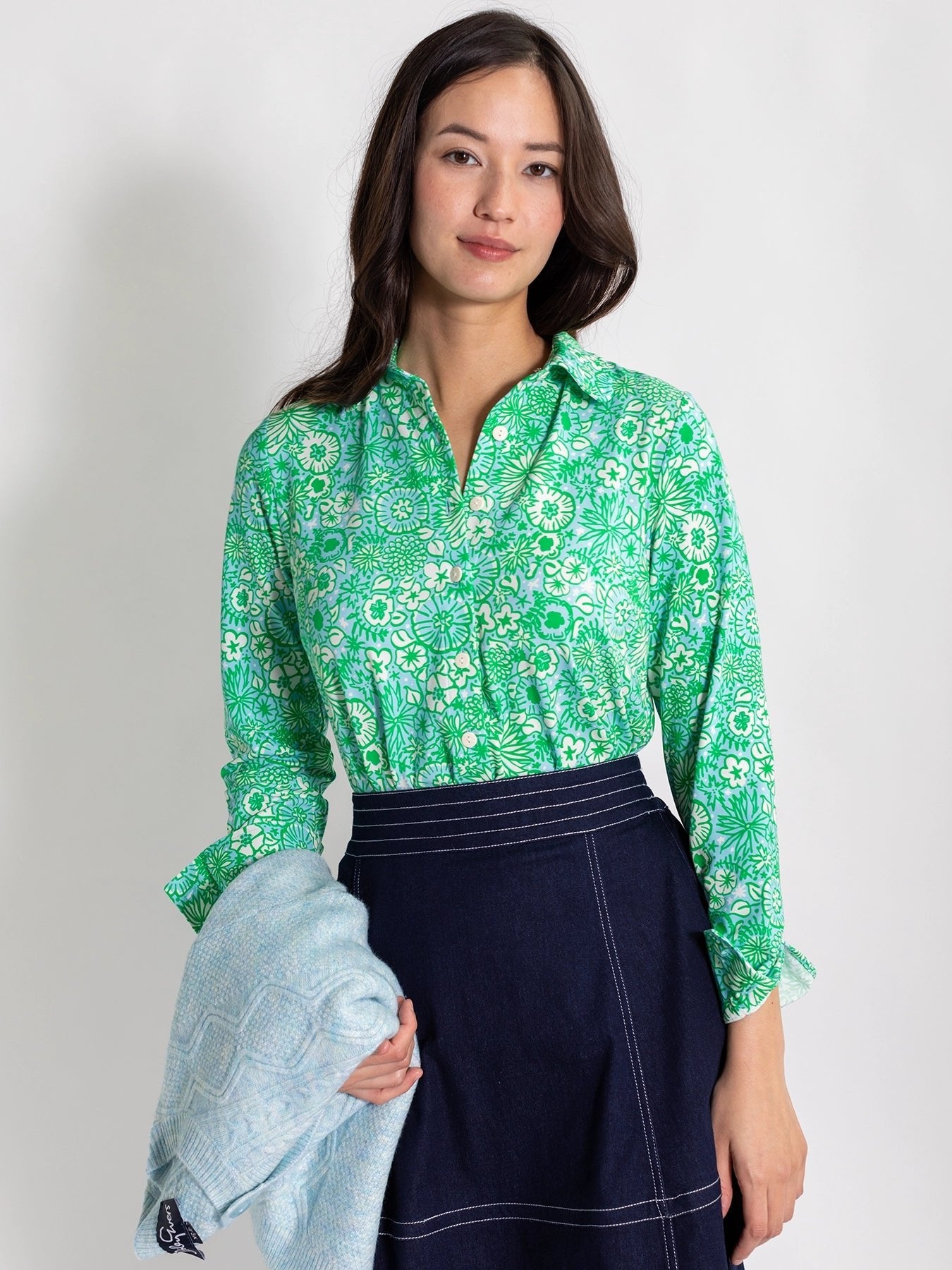 ALICE blouse Flower Patch Green - Lesley Evers - alice - Button Top - clothing