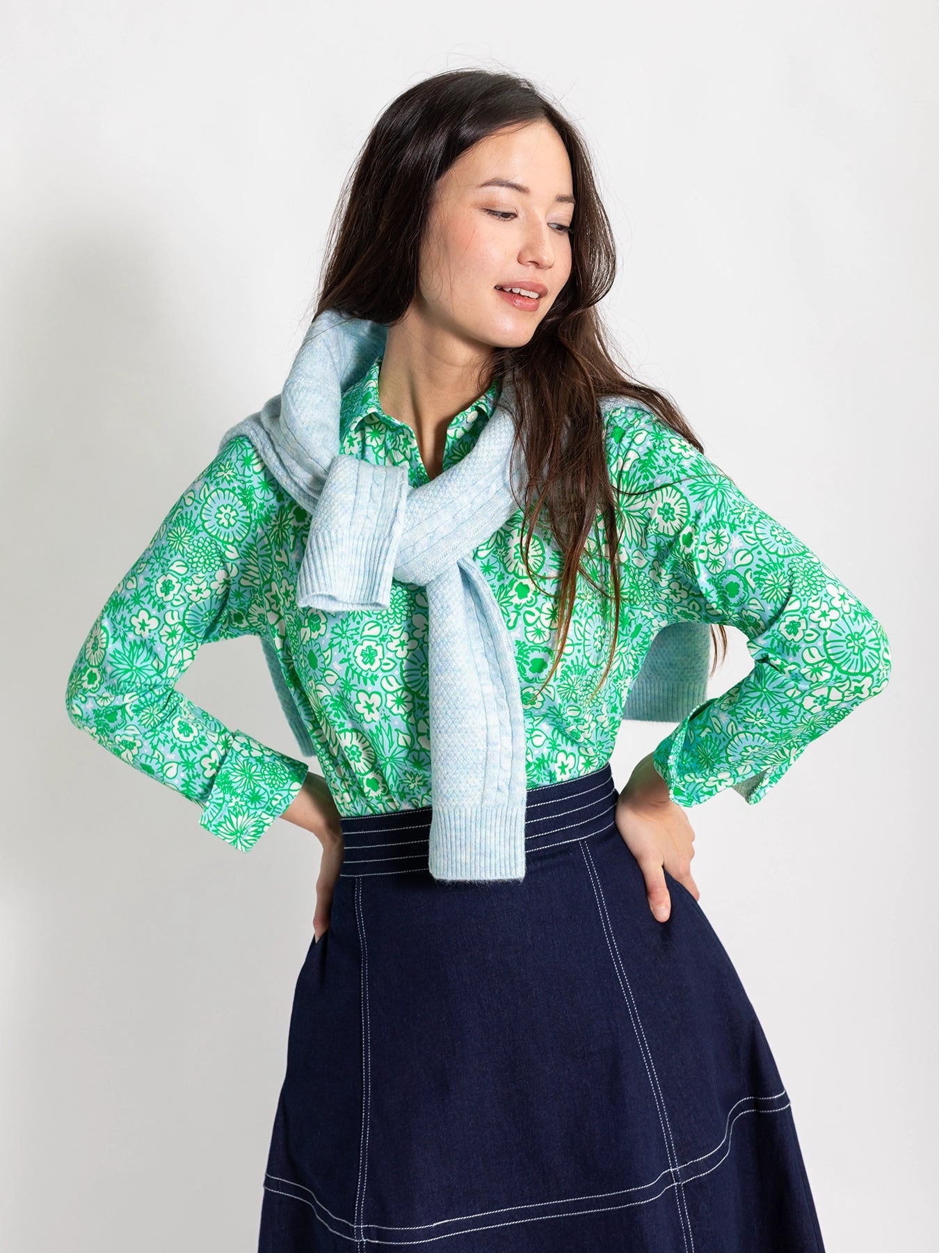 ALICE blouse Flower Patch Green - Lesley Evers - alice - Button Top - clothing