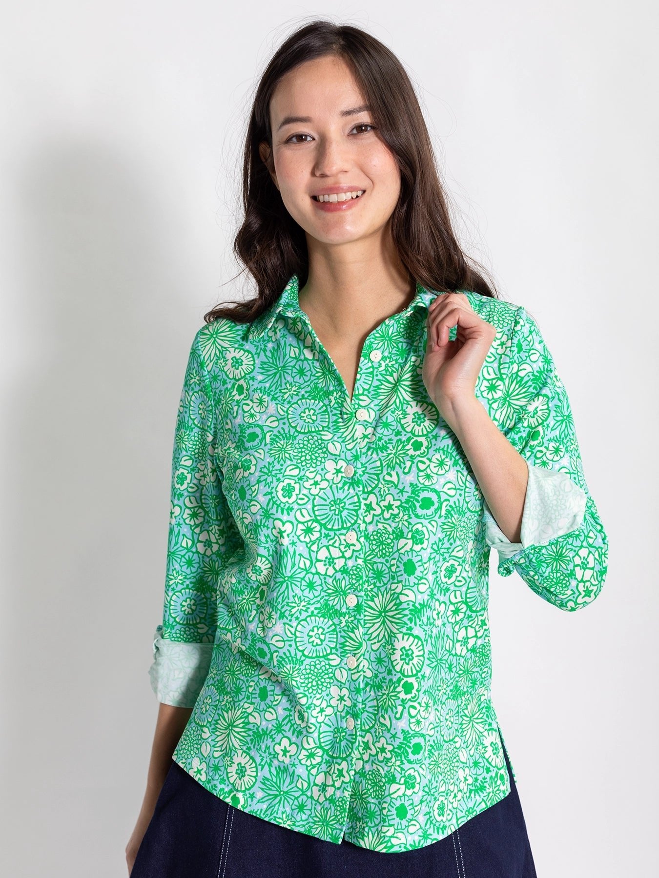 ALICE blouse Flower Patch Green - Lesley Evers - alice - Button Top - clothing