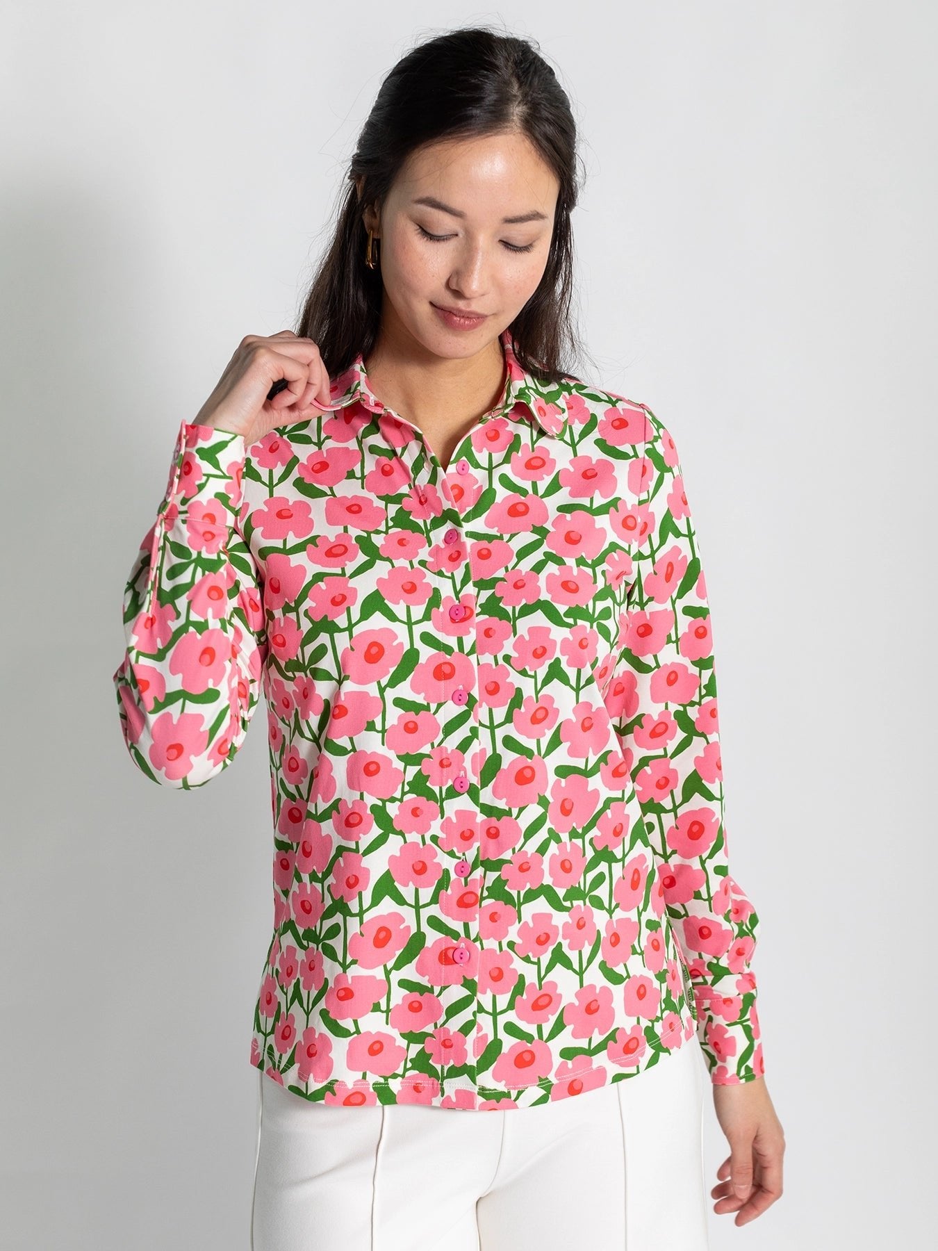 ALICE blouse Mod Blossoms Pink - Lesley Evers - alice - Button Top - clothing