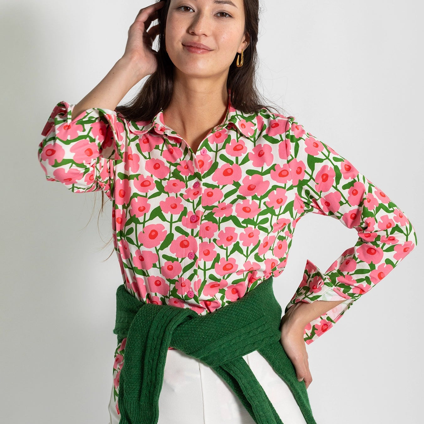 ALICE blouse Mod Blossoms Pink - Lesley Evers - alice - Button Top - clothing