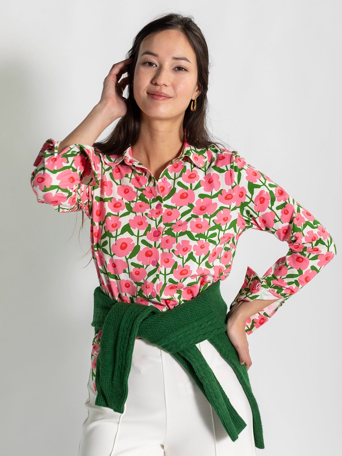 ALICE blouse Mod Blossoms Pink - Lesley Evers - alice - Button Top - clothing