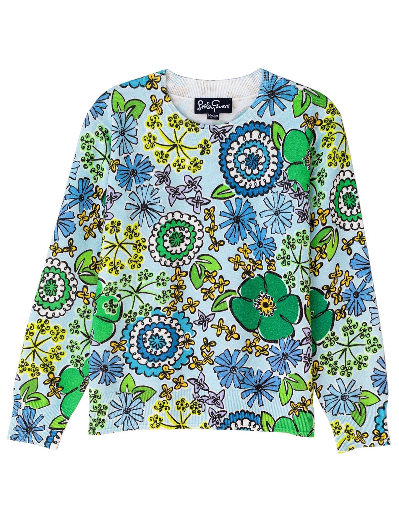 AMELIA sweater Flower Fancy Blue - Lesley Evers - Shop - Shop/All Products - Shop/Separates