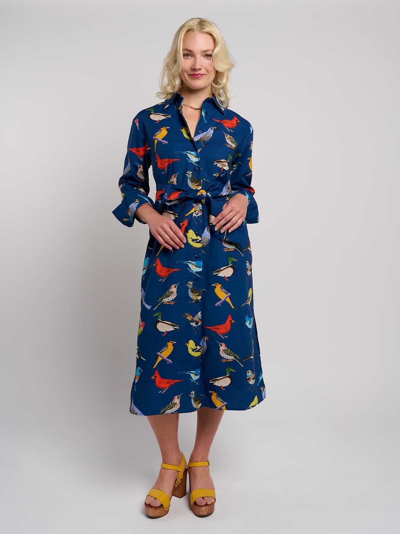 AMY dress Navy Birds - Lesley Evers - new arrival - Shop - Shop/All Products