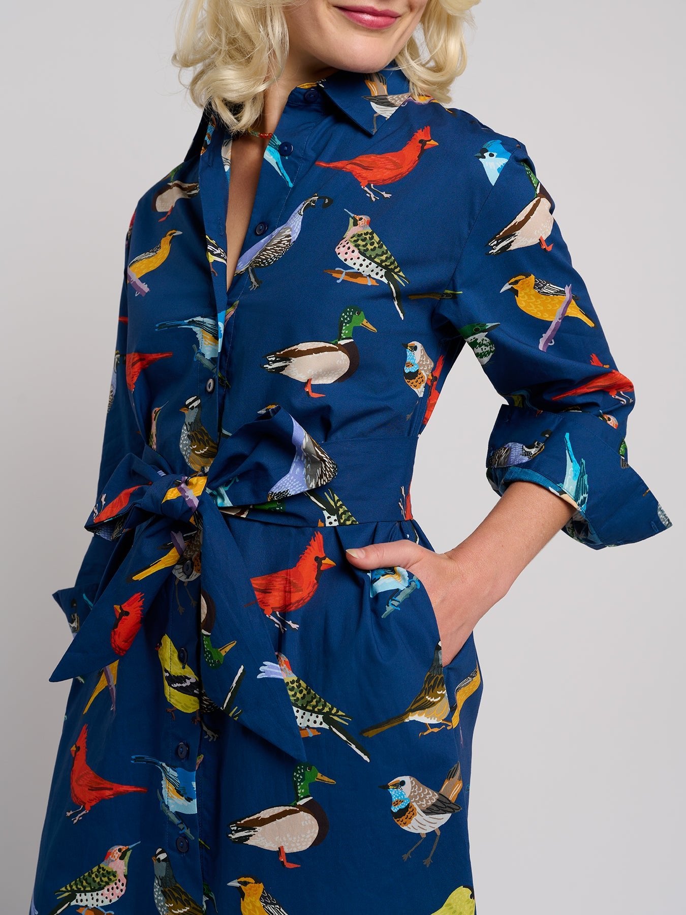 AMY dress Navy Birds - Lesley Evers - new arrival - Shop - Shop/All Products