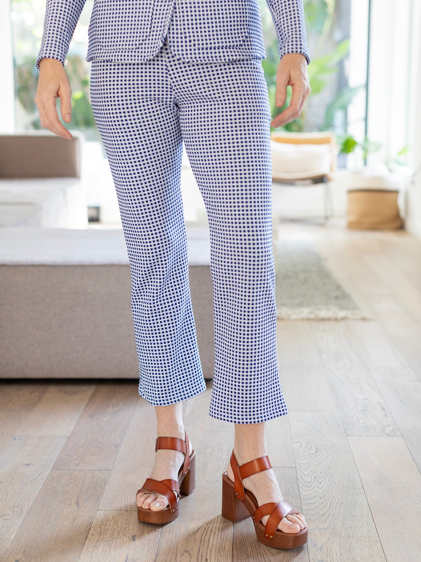 AUDREY pant Blue Jacquard - Lesley Evers - audrey - Bottoms - Pants