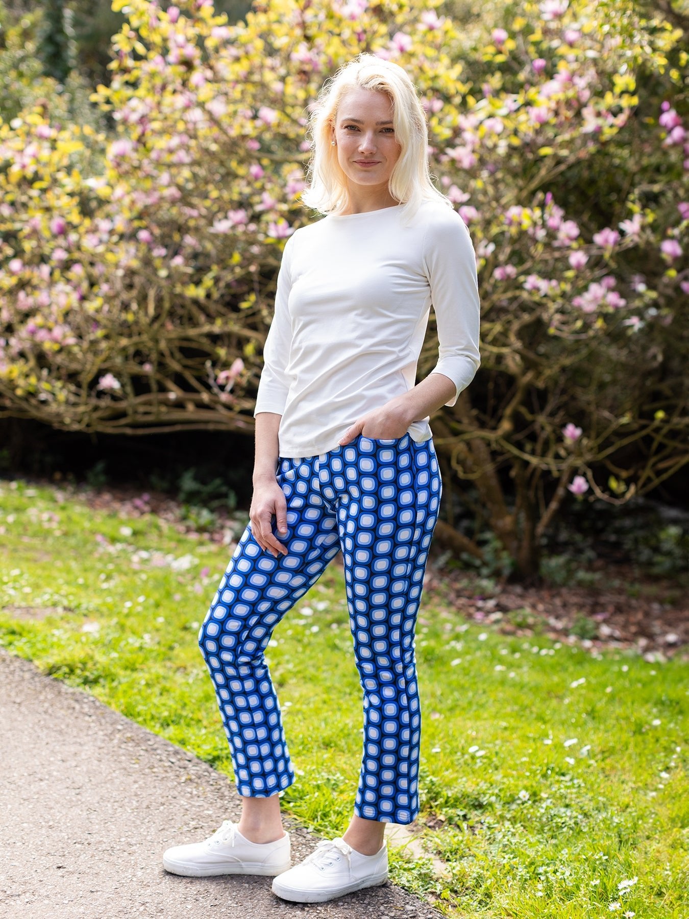 AUDREY pant Dots Blue - Lesley Evers - audrey - audrey fall25 - Bottoms