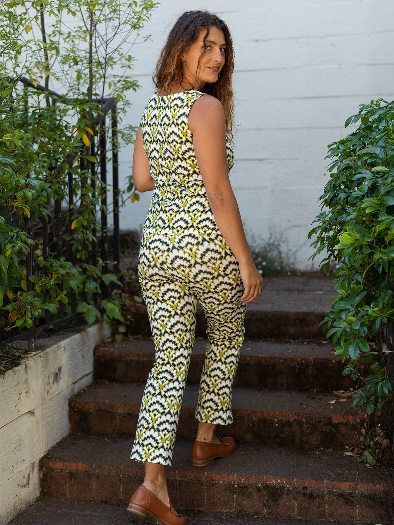 AUDREY pant Geo Shell Olive and Navy - Lesley Evers - audrey - audrey fall25 - Bottoms