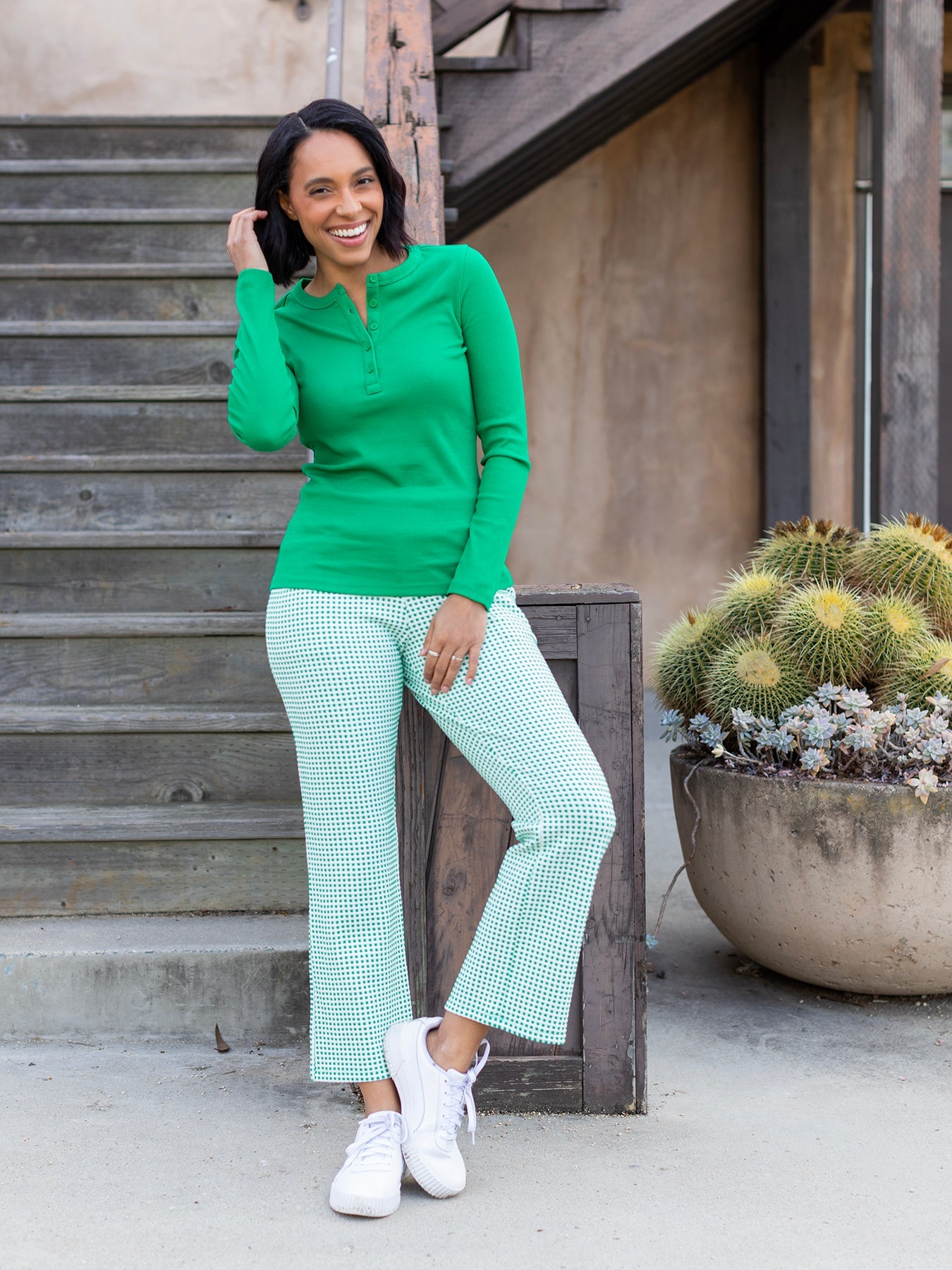 AUDREY pant Green Jacquard - Lesley Evers - audrey - Bottoms - Pants