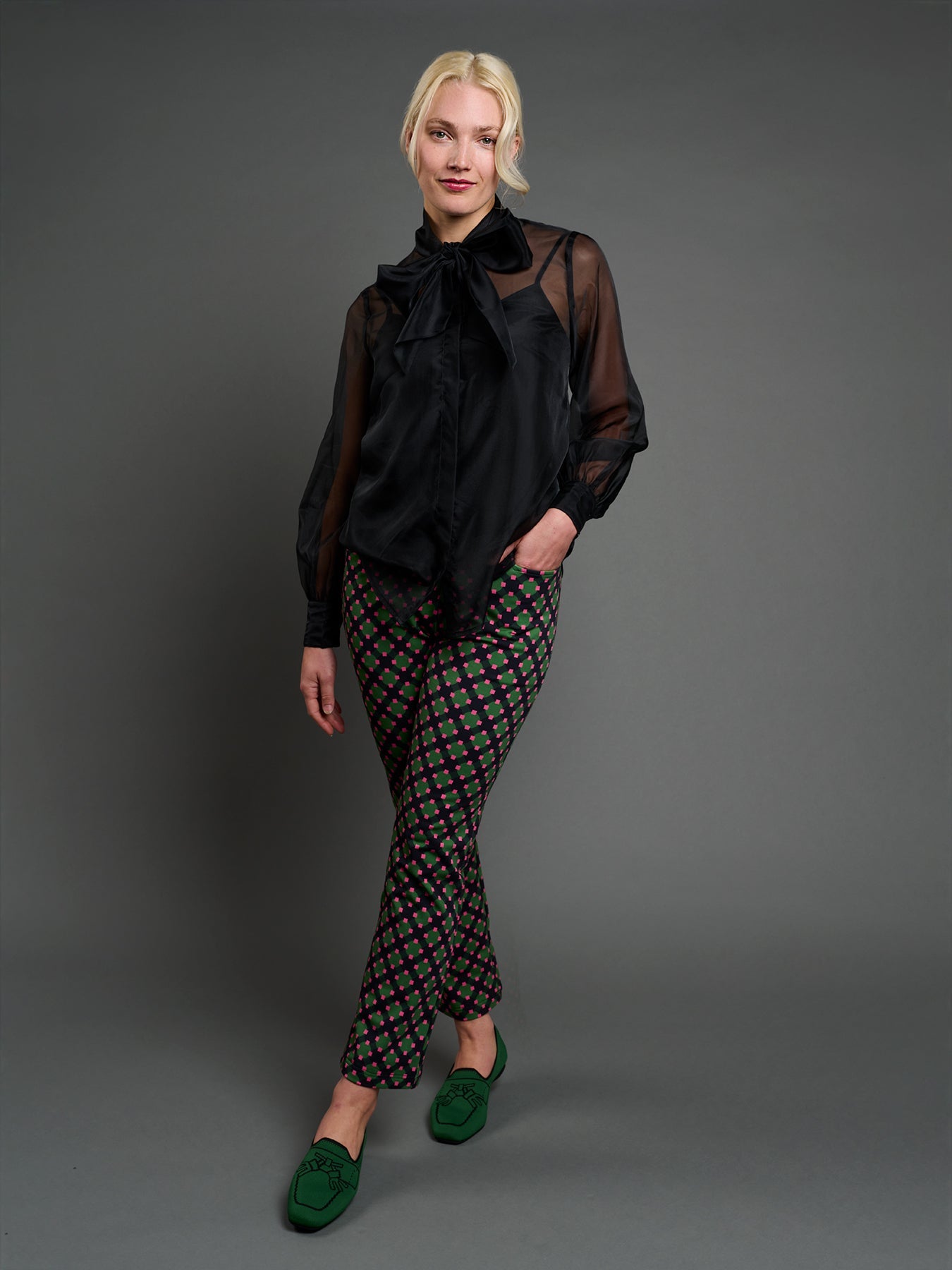 AUDREY pant Sorrento Pink and Green - Lesley Evers-audrey-audrey fall25-Bottoms
