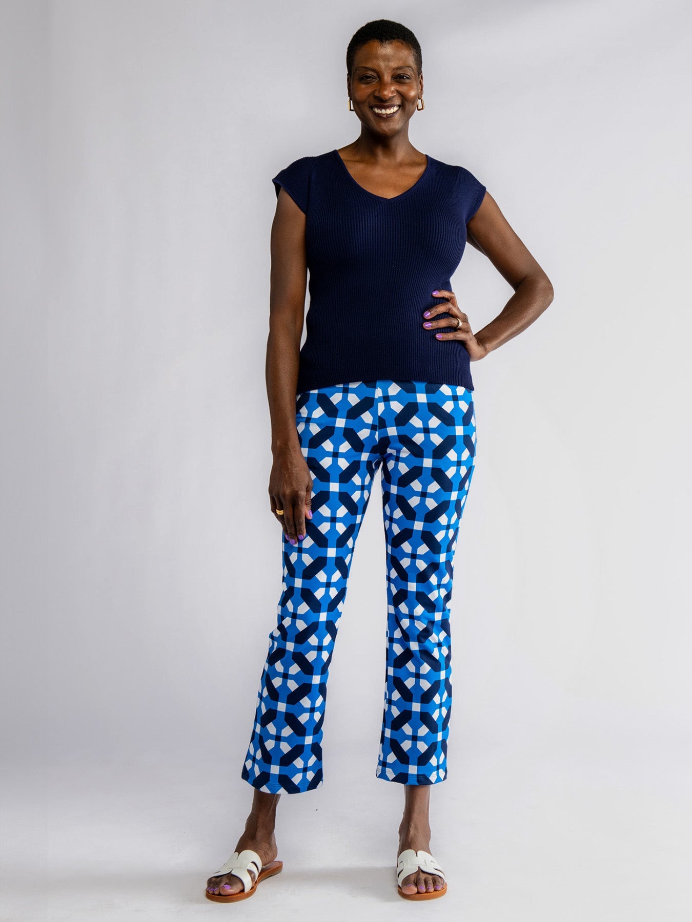 AUDREY pant Trellis Blue - Lesley Evers-audrey-blooms-Bottoms