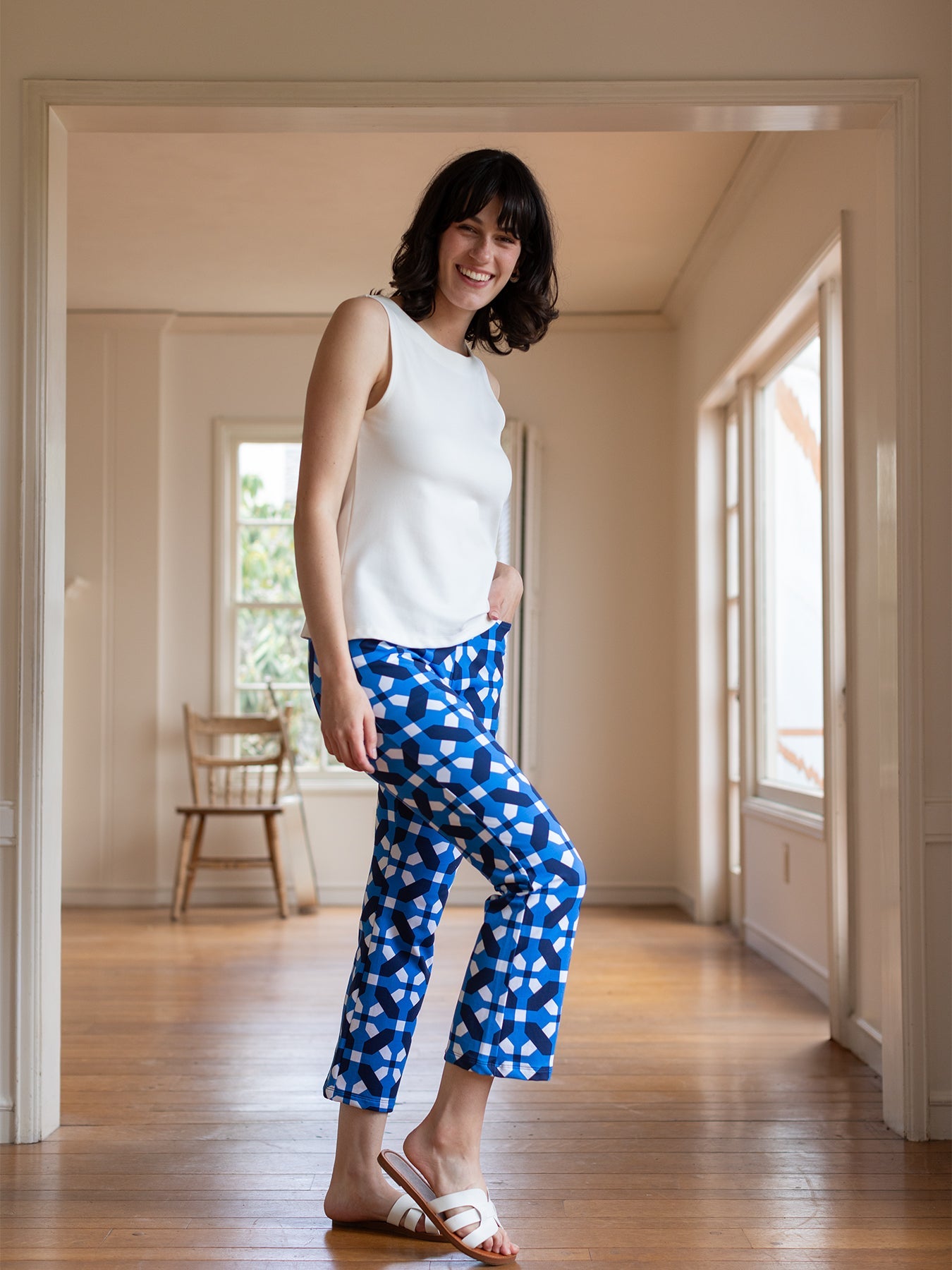 AUDREY pant Trellis Blue - Lesley Evers - audrey - blooms - Bottoms