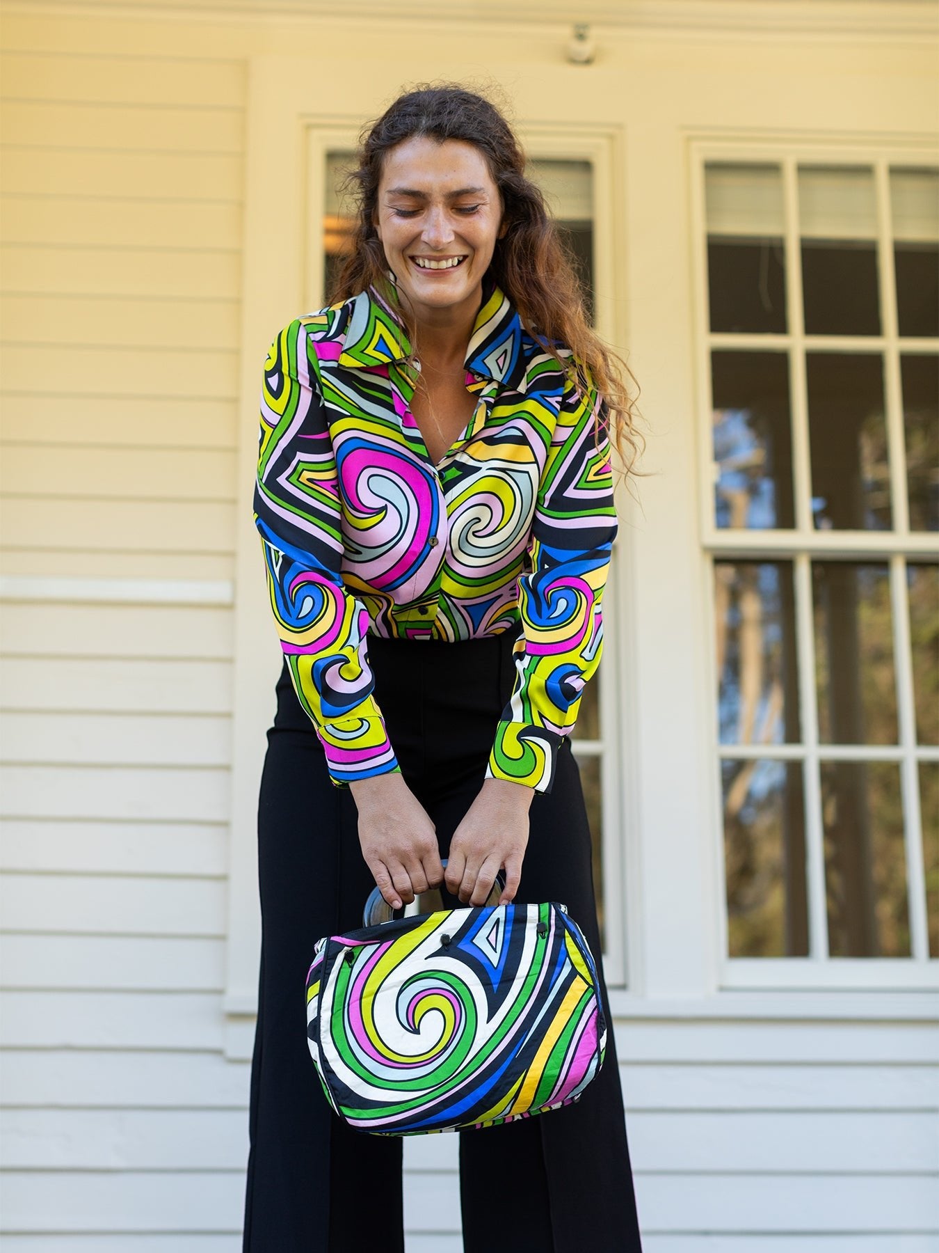 BAG COVER Black Corduroy & Swirl Multi Light - Lesley Evers - Accessories - birds - Bonnie cover