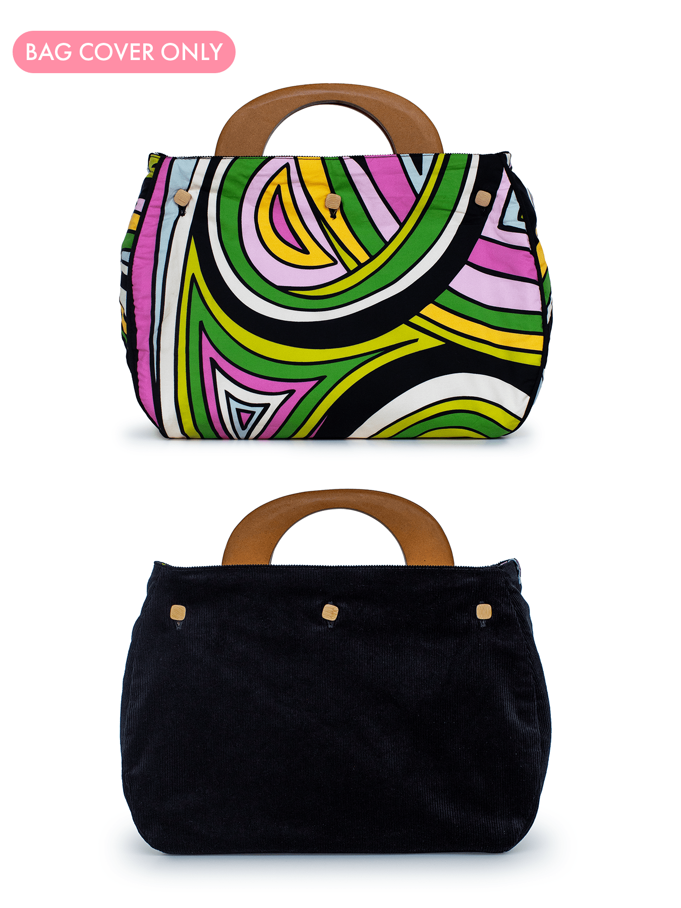 BAG COVER Black Corduroy & Swirl Multi Light - Lesley Evers - Accessories - birds - Bonnie cover