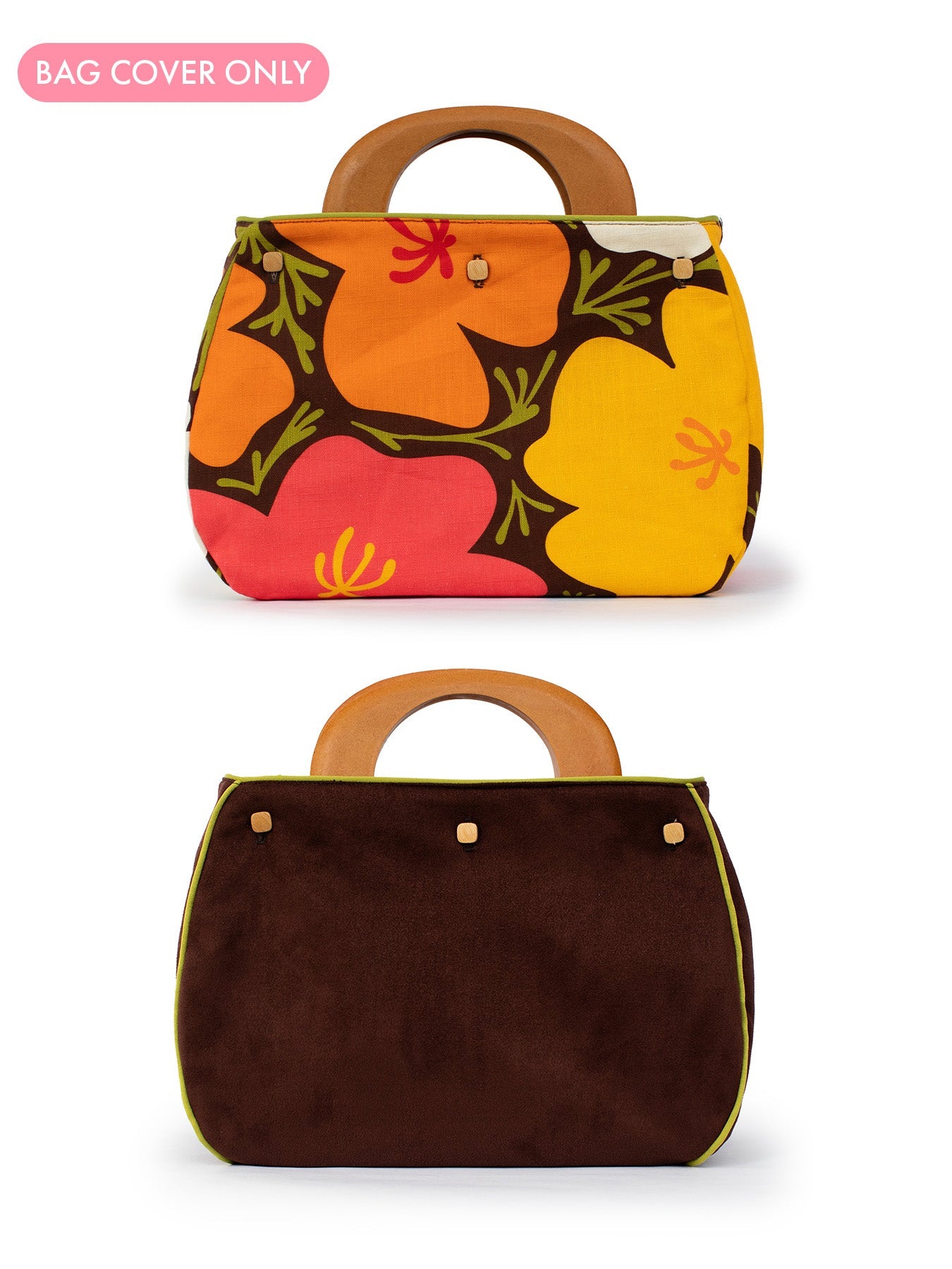 BAG COVER California Poppy & Brown Suede - Lesley Evers - Accessories - Bonnie cover - california poppy