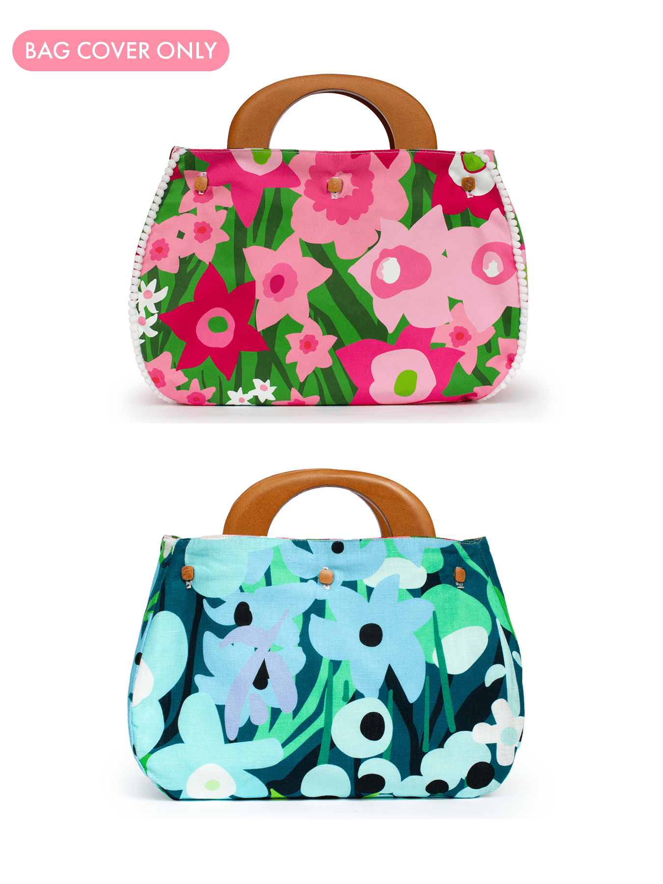 BAG COVER Daffodils Pink and Green & Garden Oasis Blue - Lesley Evers - Accessories - bo - Bonnie cover