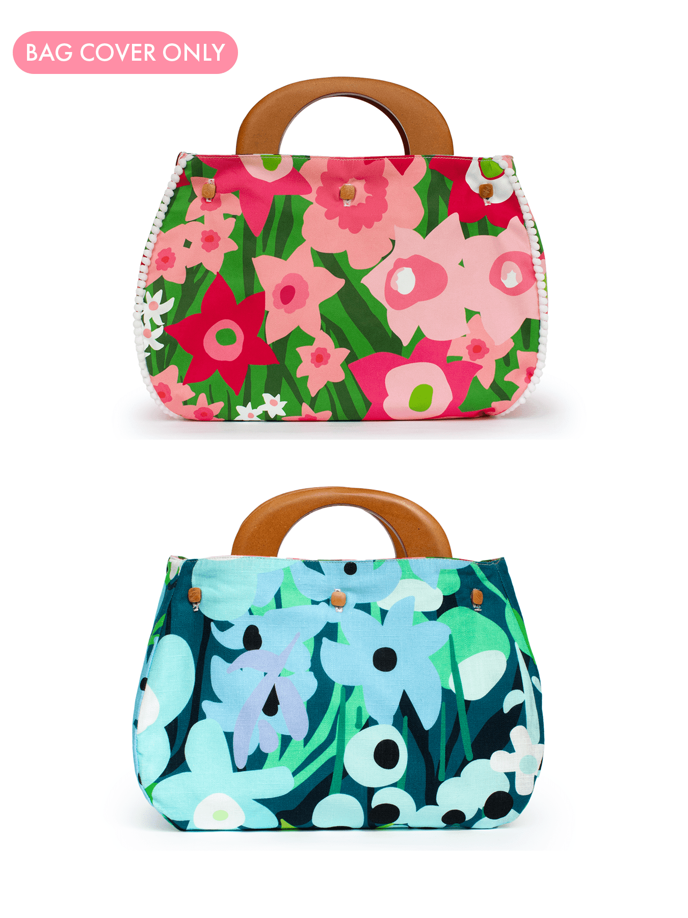 BAG COVER Daffodils Pink and Green & Garden Oasis Blue - Lesley Evers - Accessories - bo - Bonnie cover