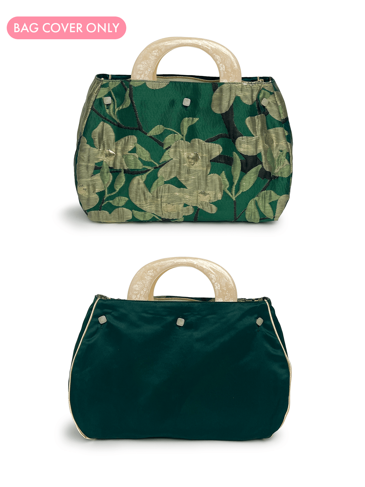 BAG COVER Dogwood Green & Green Satin - Lesley Evers-Accessories-birds-Bonnie cover