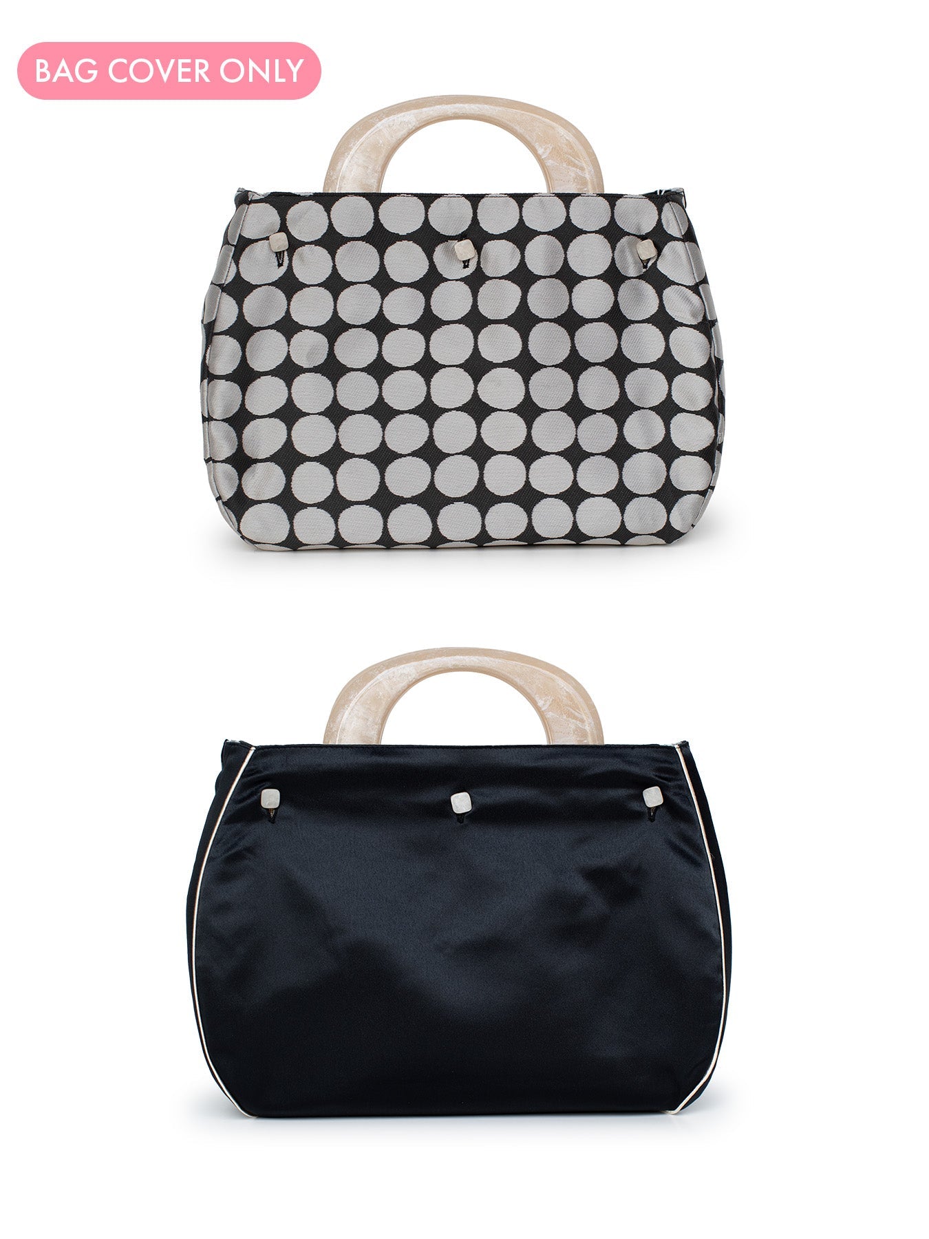 BAG COVER Dots Black and White & Black Satin - Lesley Evers - Accessories - birds - Bonnie cover