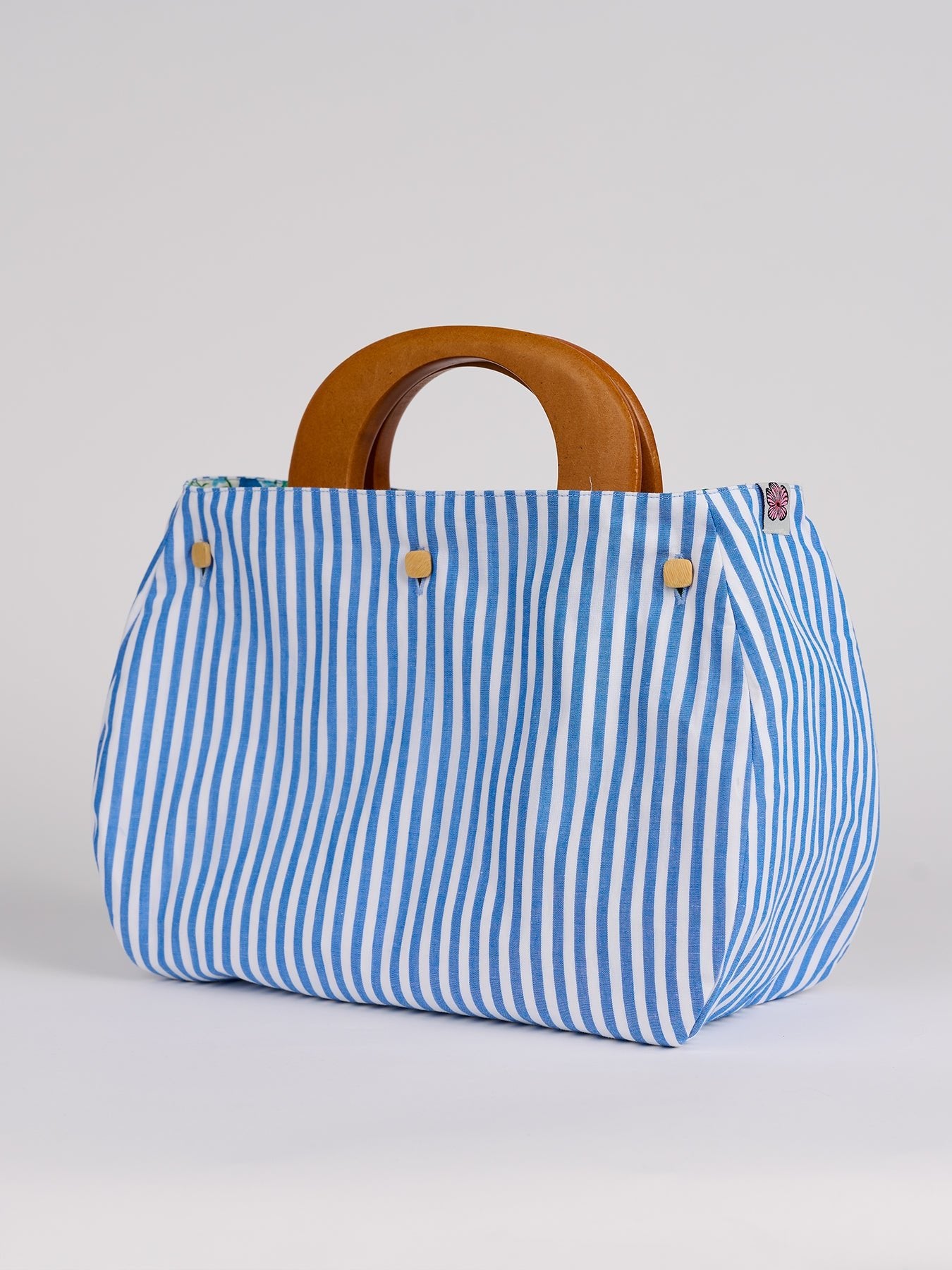 BAG COVER Echinacea Blue & Pinstripe Blue and White - Lesley Evers-Accessories-birds-Bonnie cover