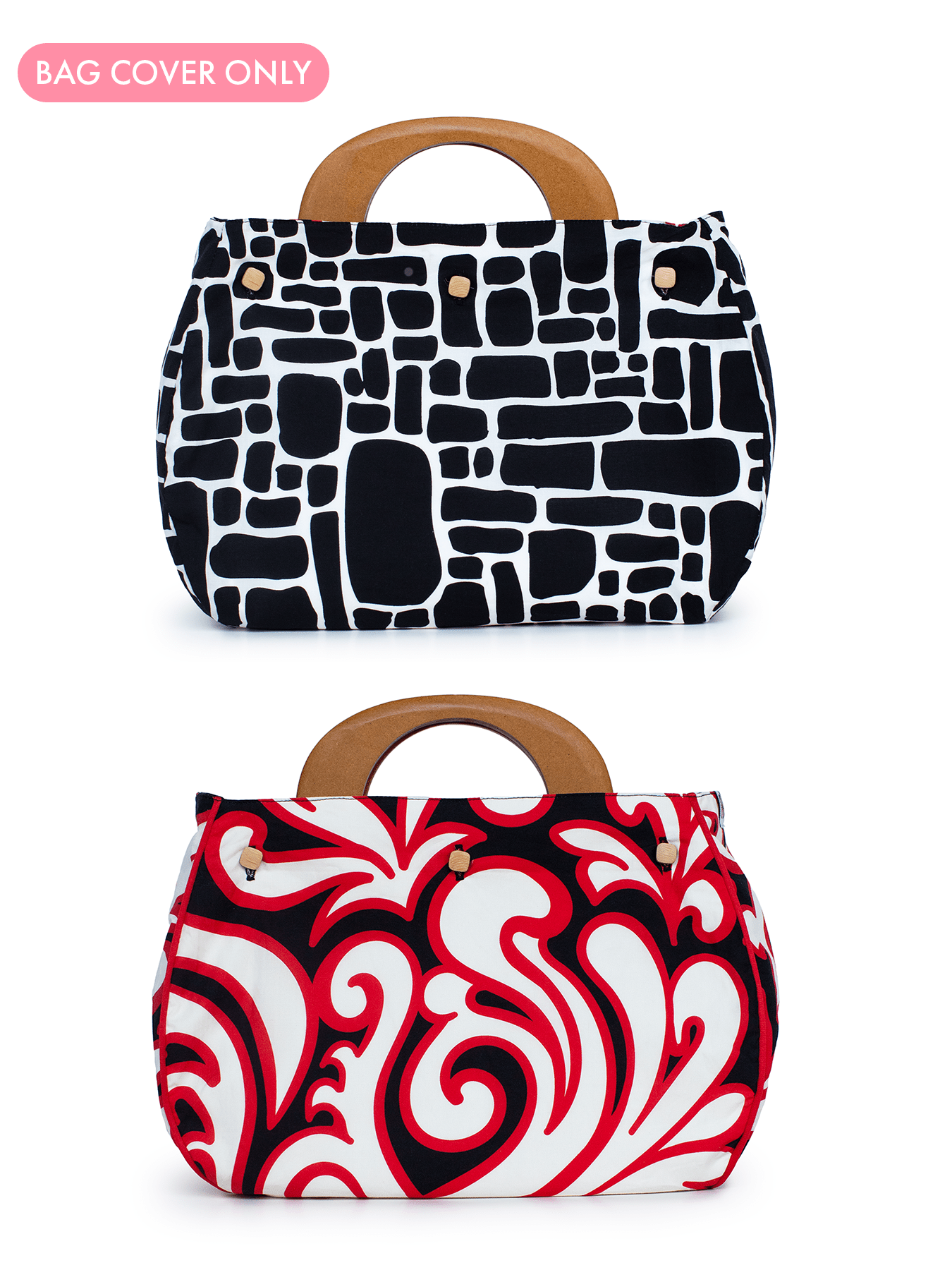 BAG COVER Filigree Red & Pebbles Black and White - Lesley Evers - Accessories - birds - Bonnie cover