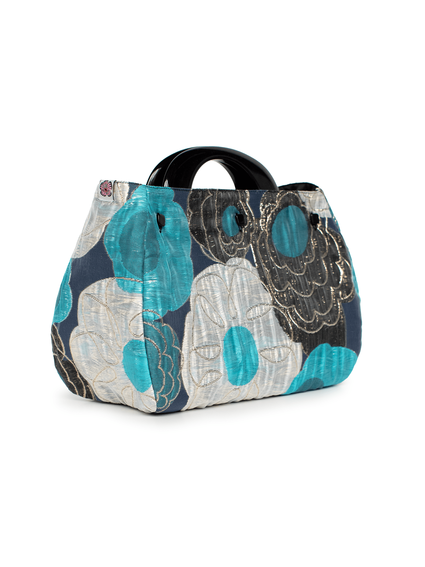 BAG COVER Flower Charm Blue & Black Satin - Lesley Evers - Accessories - birds - Bonnie cover