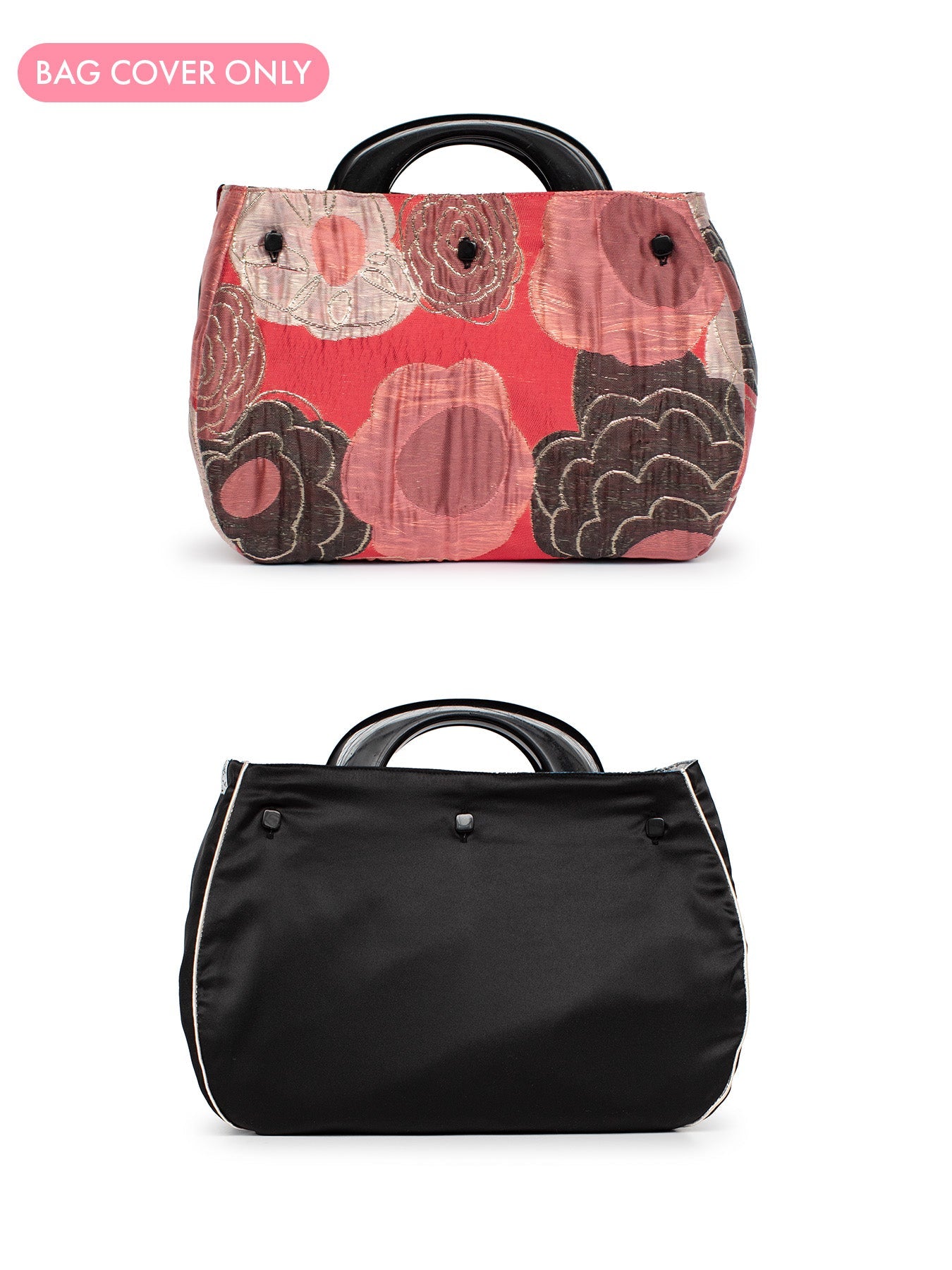 BAG COVER Flower Charm Red & Black Satin - Lesley Evers - Accessories - birds - Bonnie cover