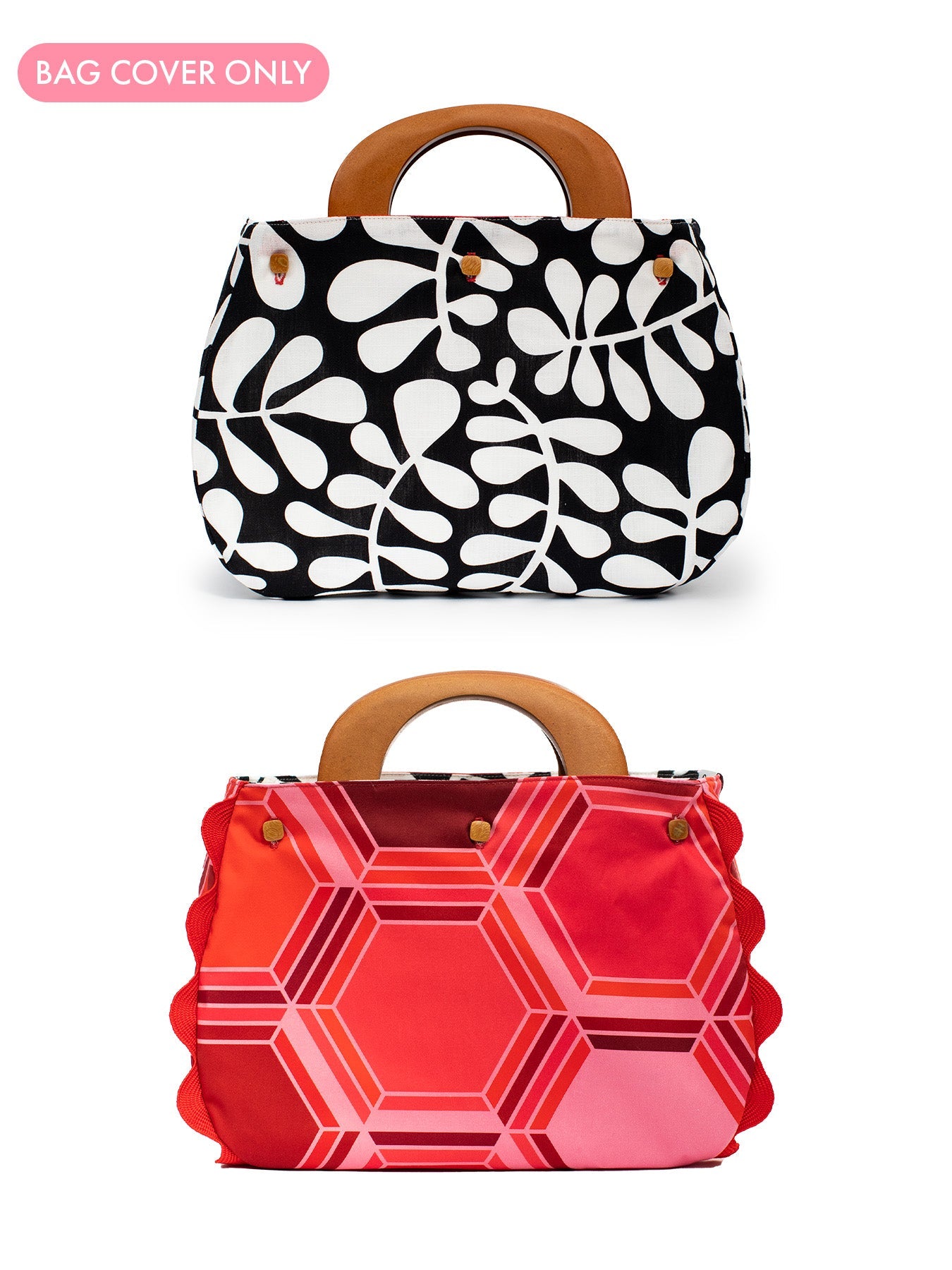 BAG COVER Honeycomb Red & Fern Black and White - Lesley Evers - Accessories - black fern - Bonnie cover