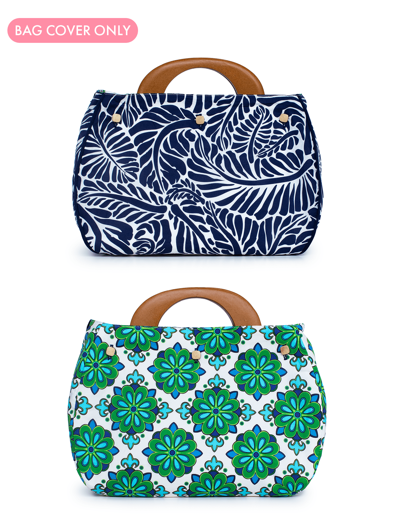 BAG COVER Talavera Green & Frond Navy and White - Lesley Evers - Accessories - birds - Bonnie cover