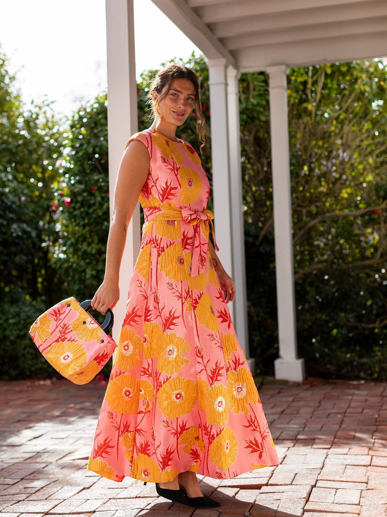 BAG COVER Tree Poppies Pink & Red Satin - Lesley Evers - Accessories - birds - Bonnie cover