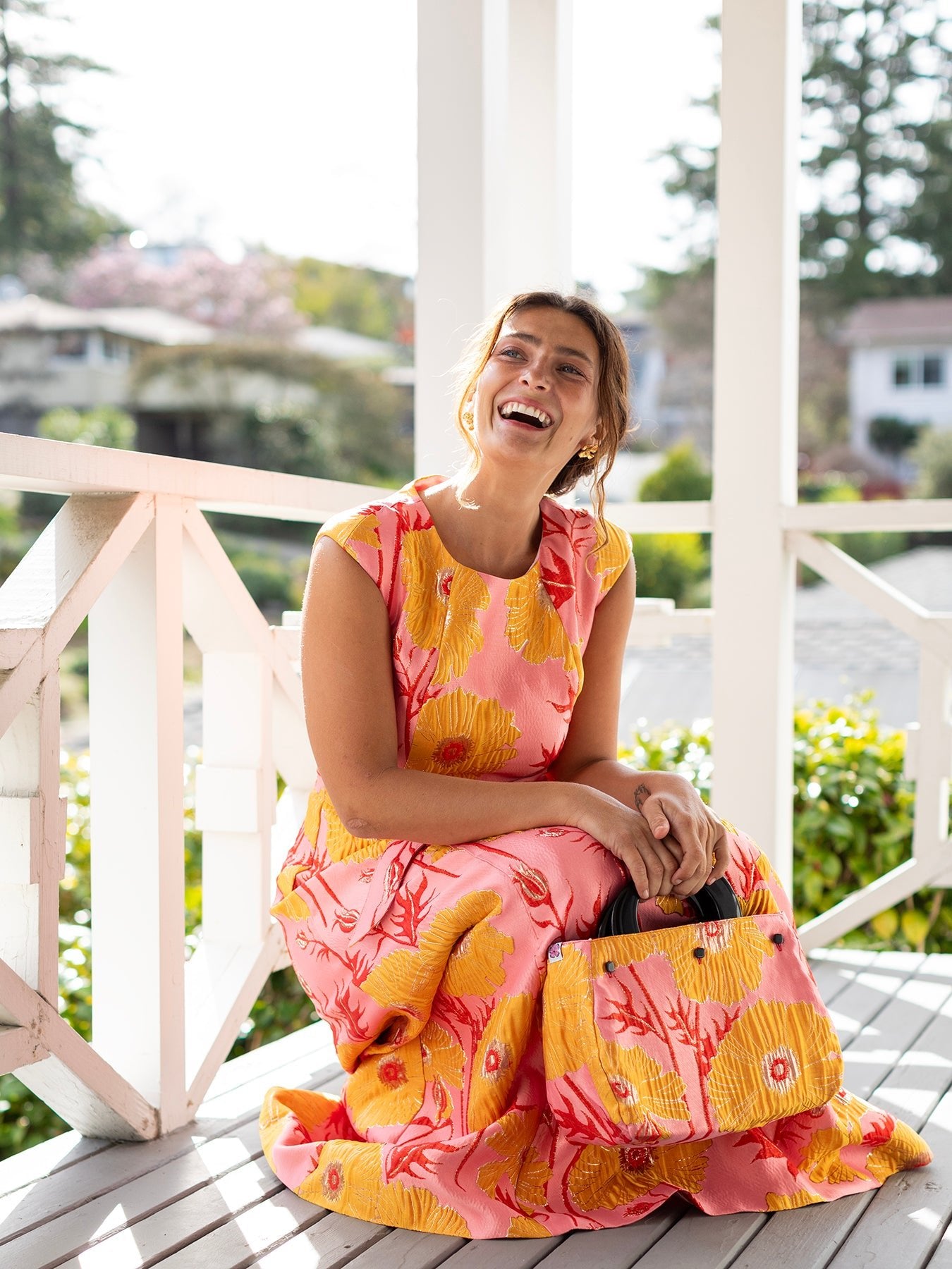 BAG COVER Tree Poppies Pink & Red Satin - Lesley Evers - Accessories - birds - Bonnie cover