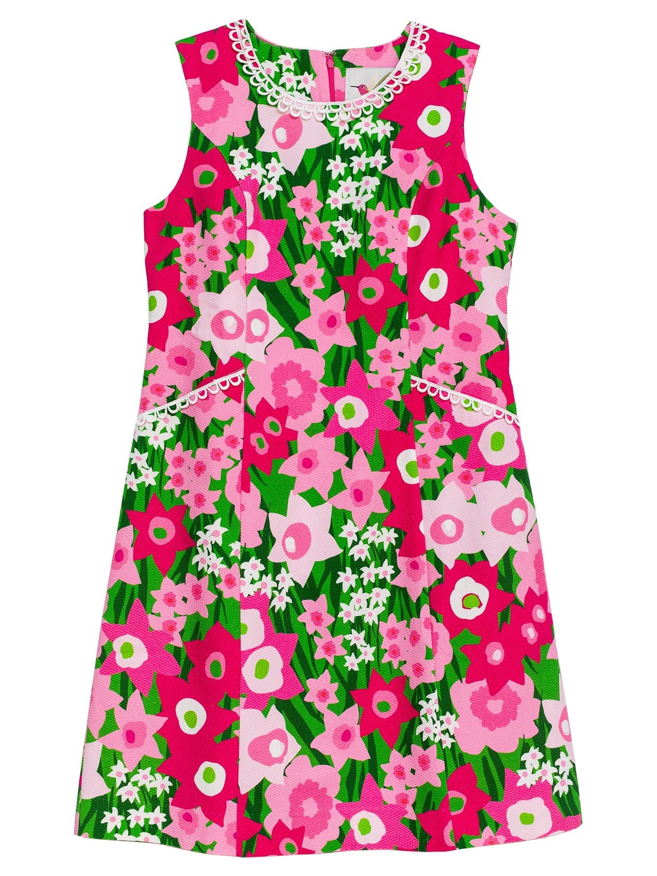 BEATRICE dress Daffodils Pink and Green - Lesley Evers - cotton dress - Dress - Printed Dress