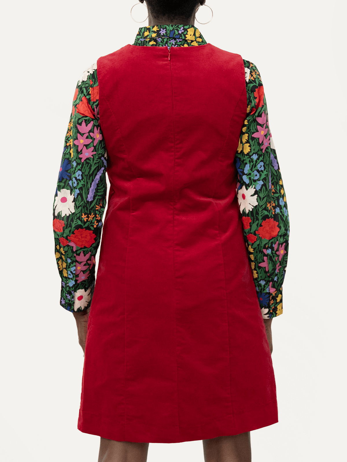 BEATRICE dress Red Corduroy - Lesley Evers-cotton dress-Dress-Printed Dress