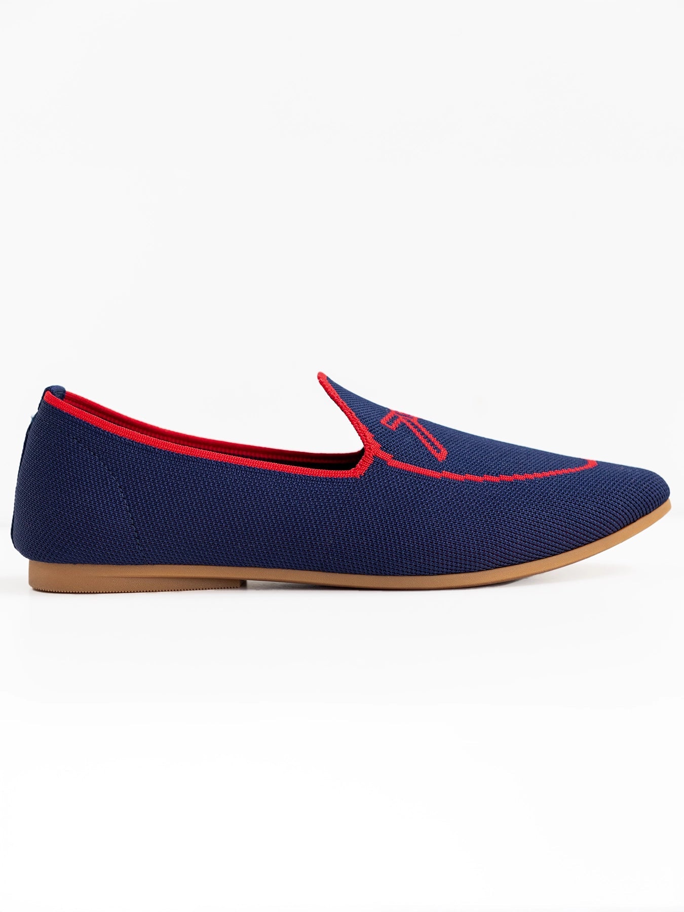 BELGIAN LOAFER Navy & Red - Lesley Evers - knit shoe - loafer - shoe