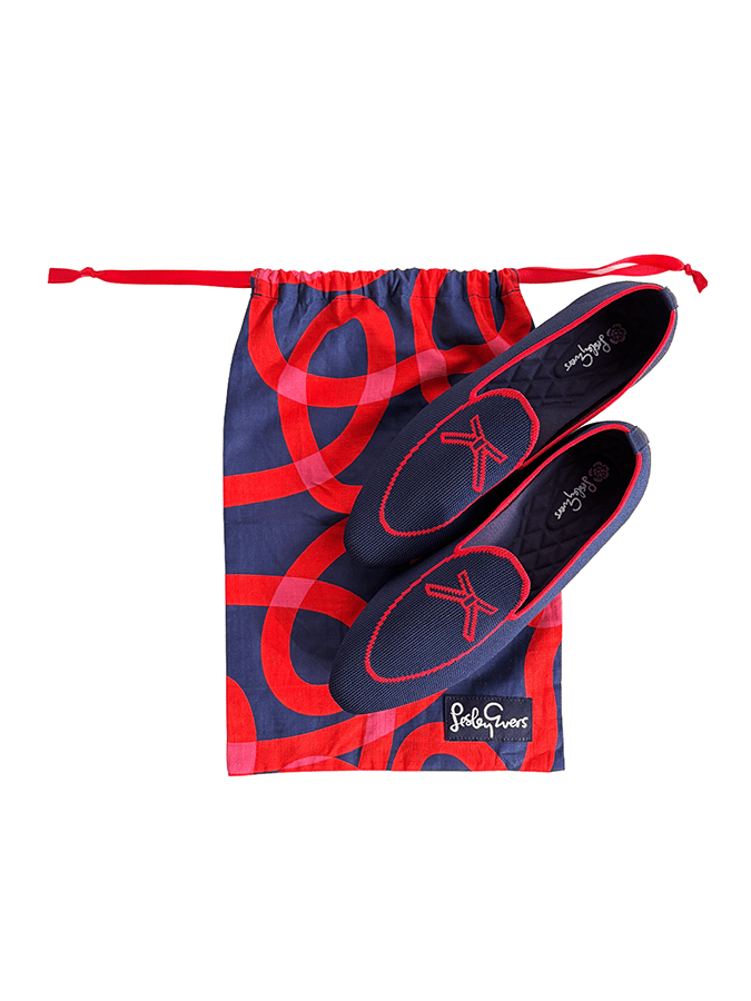 BELGIAN LOAFER Navy & Red - Lesley Evers - knit shoe - loafer - shoe