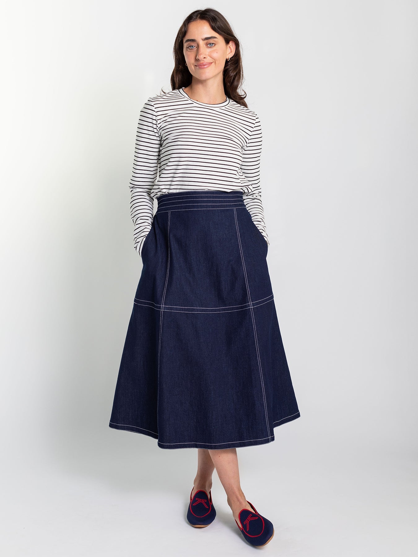 BELGIAN LOAFER Navy & Red - Lesley Evers - knit shoe - loafer - shoe