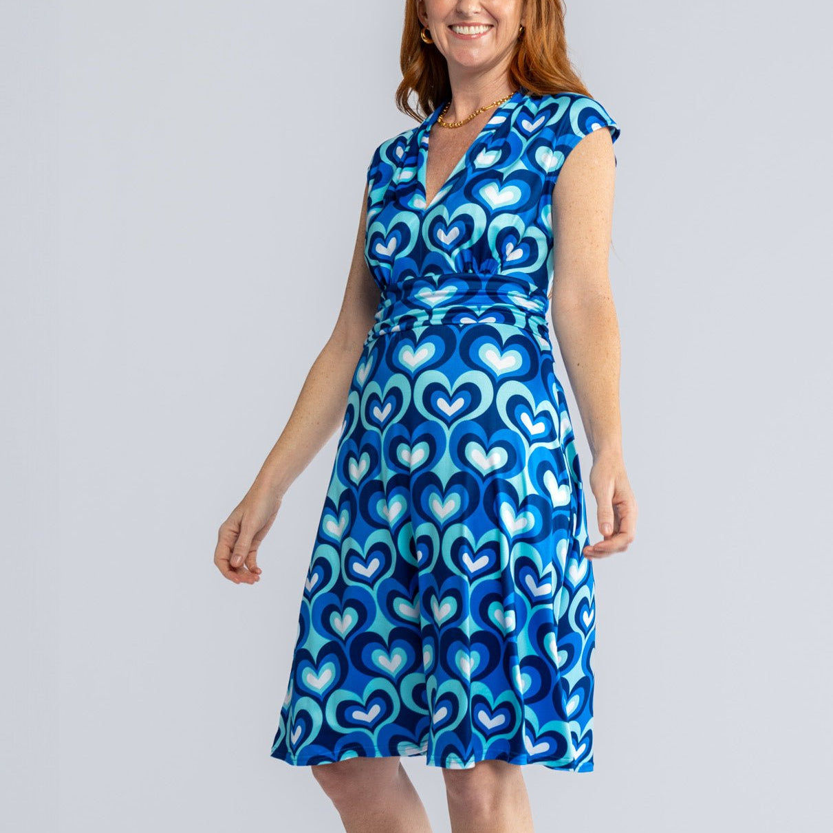 BETSY dress Mod Hearts Blue - Lesley Evers-Best Seller-Blue-blue dress