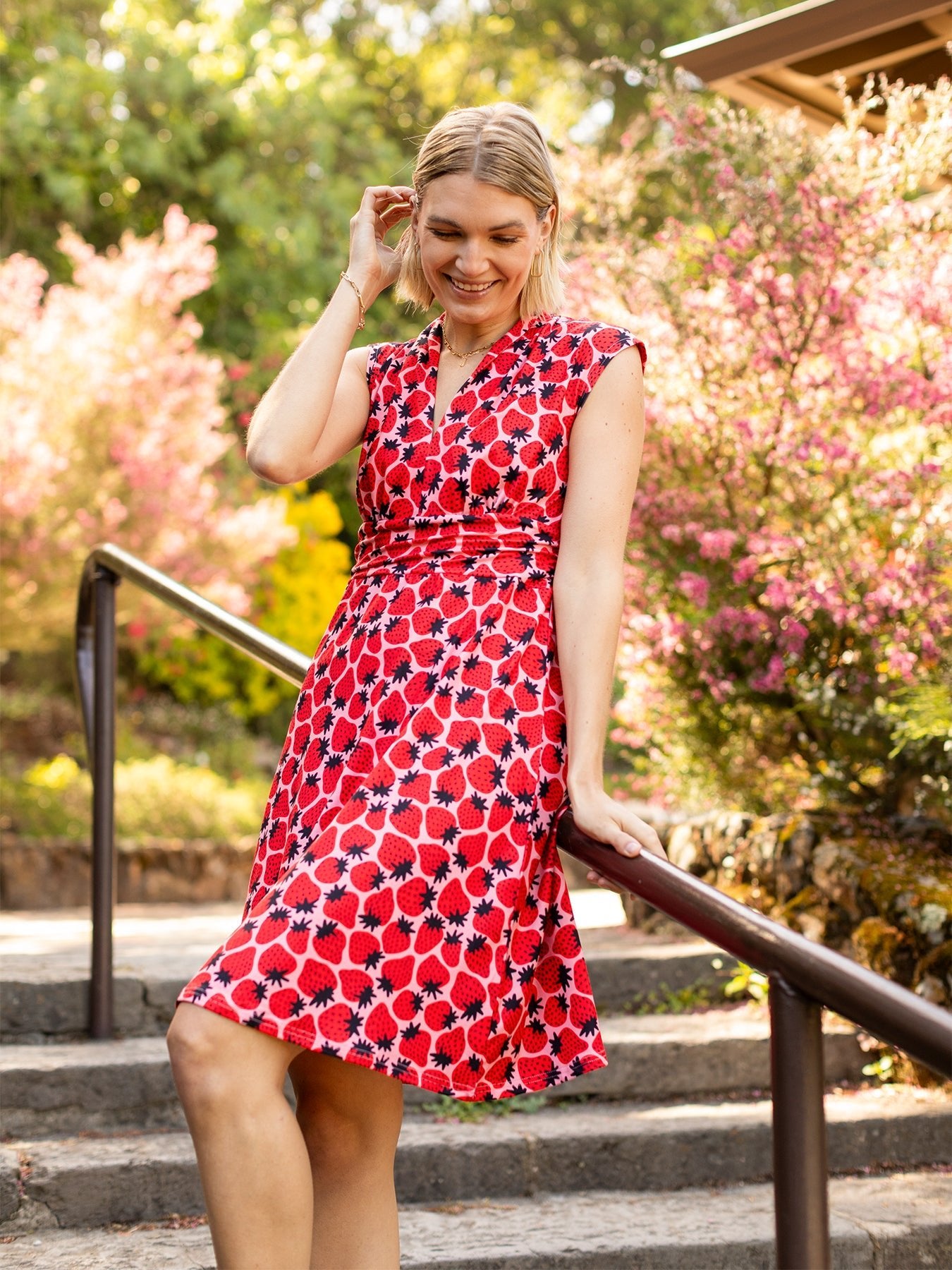 BETSY dress Strawberries Pink - Lesley Evers - Best Seller - betsy - Dress