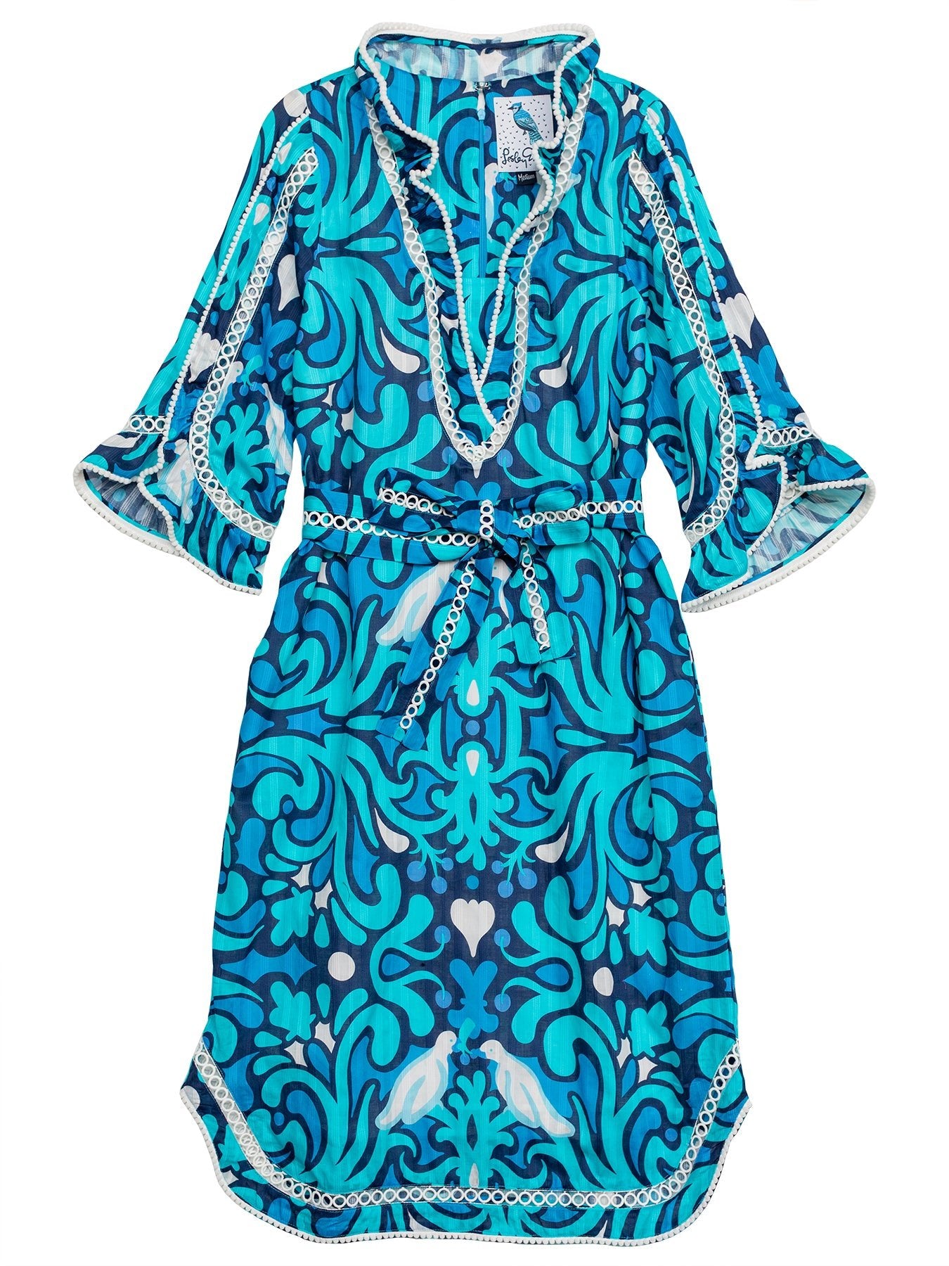 BRIANNA dress Perched Blue - Lesley Evers - Blue - blue dress - cotton dress