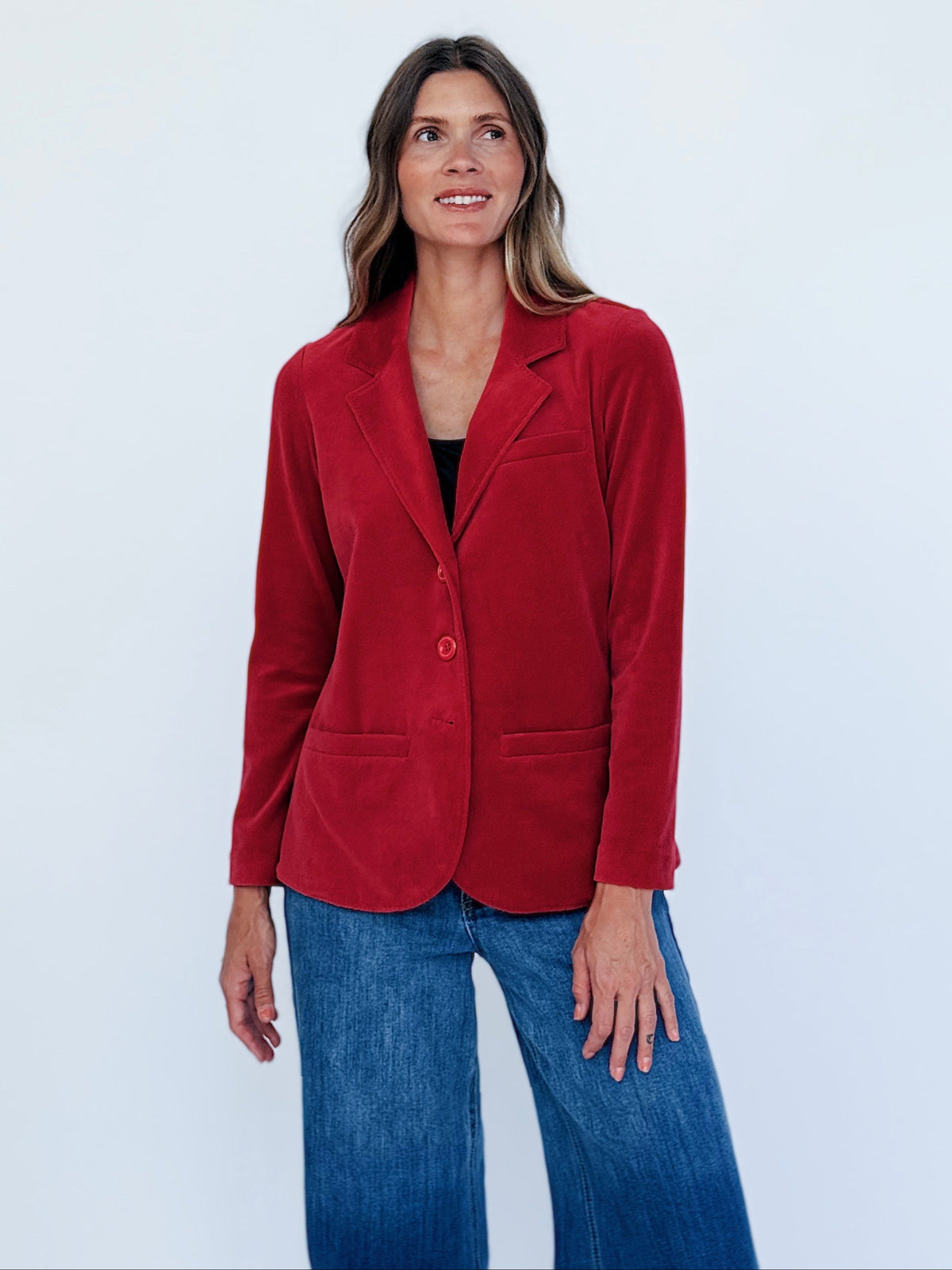 BRITT blazer Burgundy Velour - Lesley Evers-Jacket-Shop-Shop/All Products