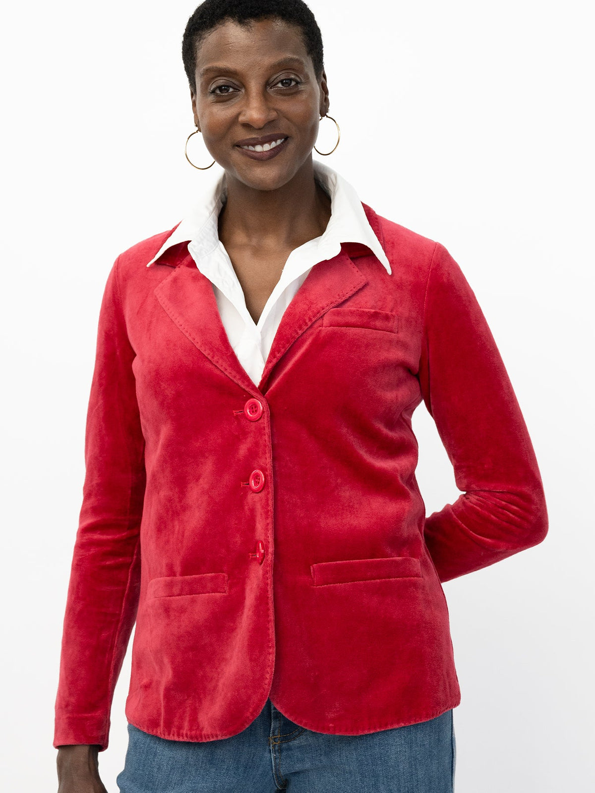 BRITT blazer Burgundy Velour - Lesley Evers-Jacket-Shop-Shop/All Products