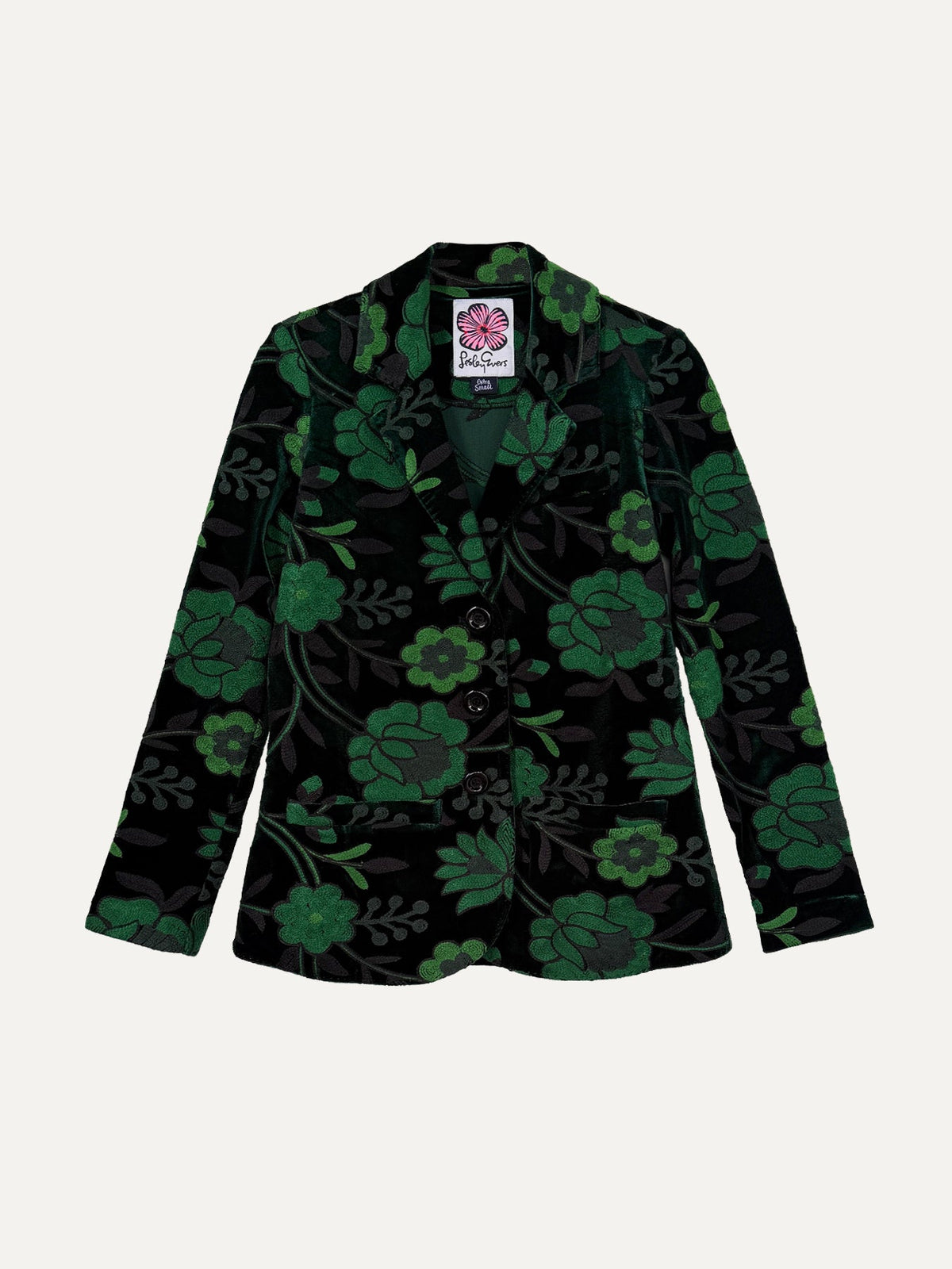 BRITT blazer Embroidered Velvet Green - Lesley Evers-Jacket-Shop-Shop/All Products